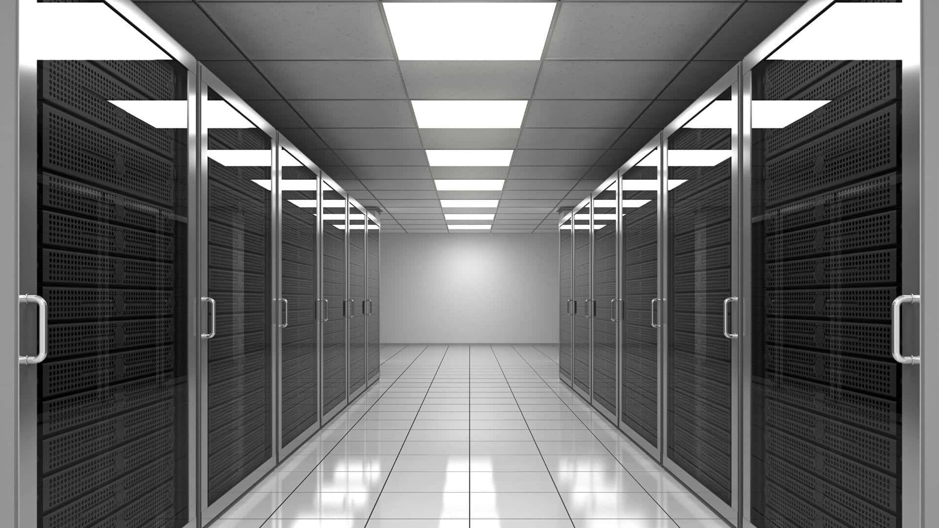 Data Center Server Room Symmetry Wallpaper
