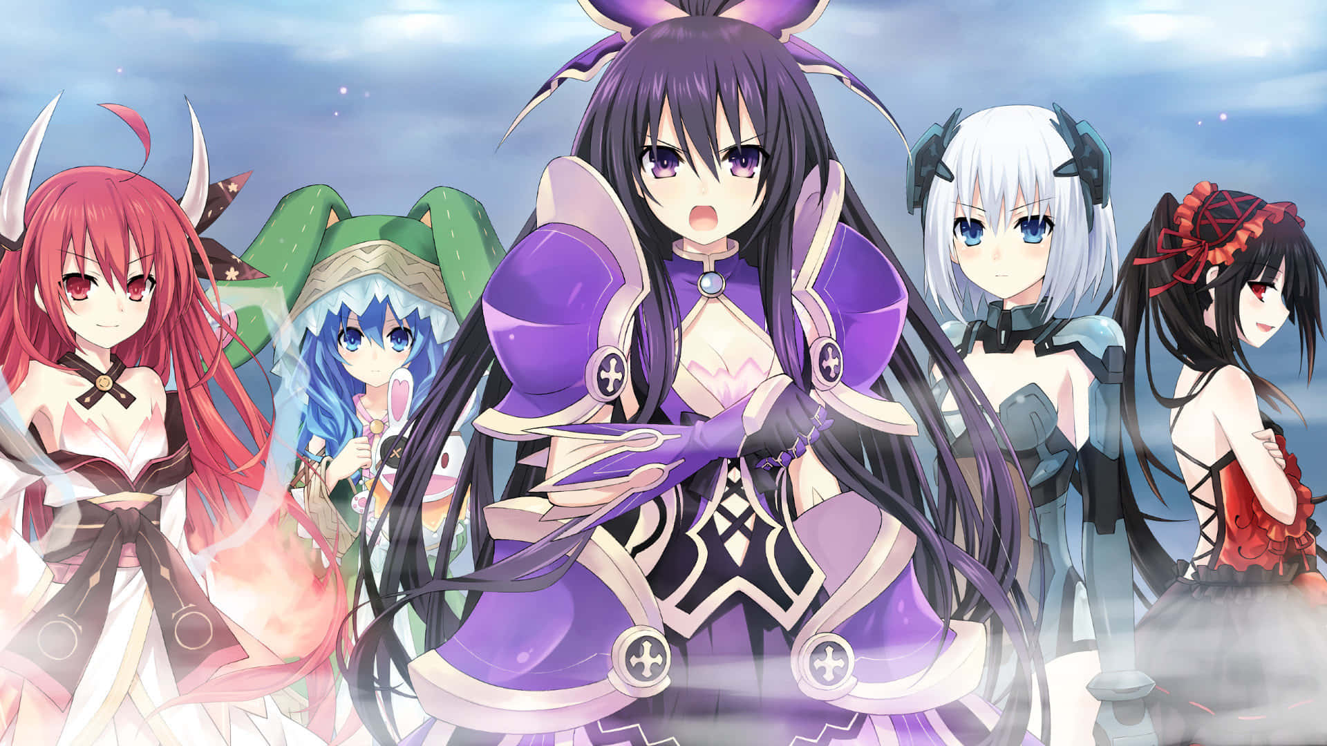Cute Date A Live Sisters Enjoying a Day Out Wallpaper