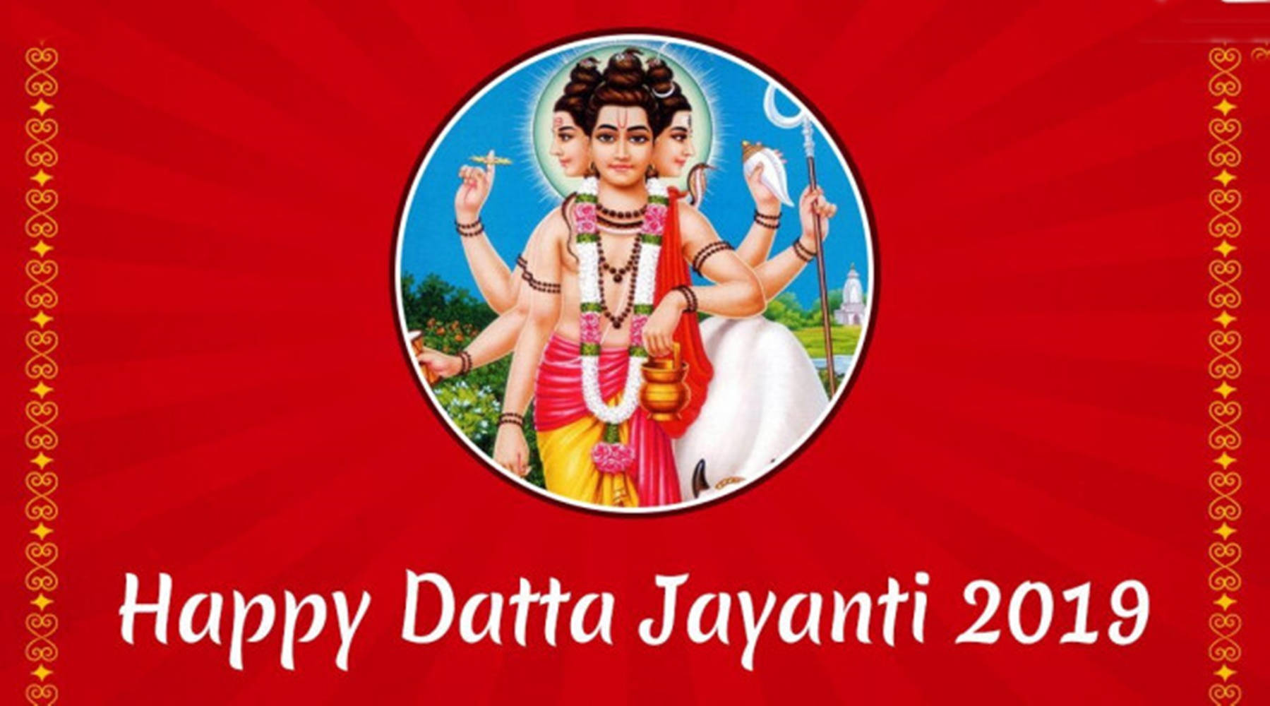 Dattatreya Jayanti 2019 Red Graphic Art Wallpaper