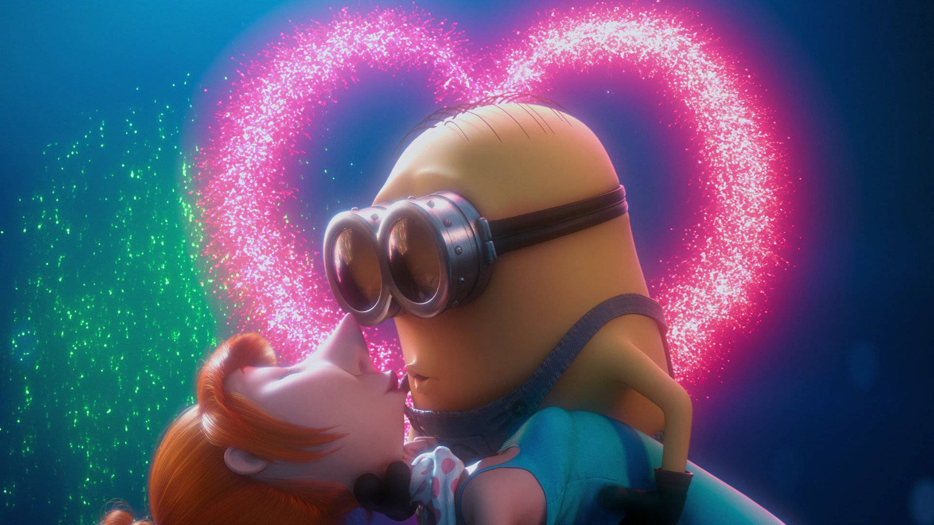 Dave Kissing Lucy Despicable Me 2 Wallpaper