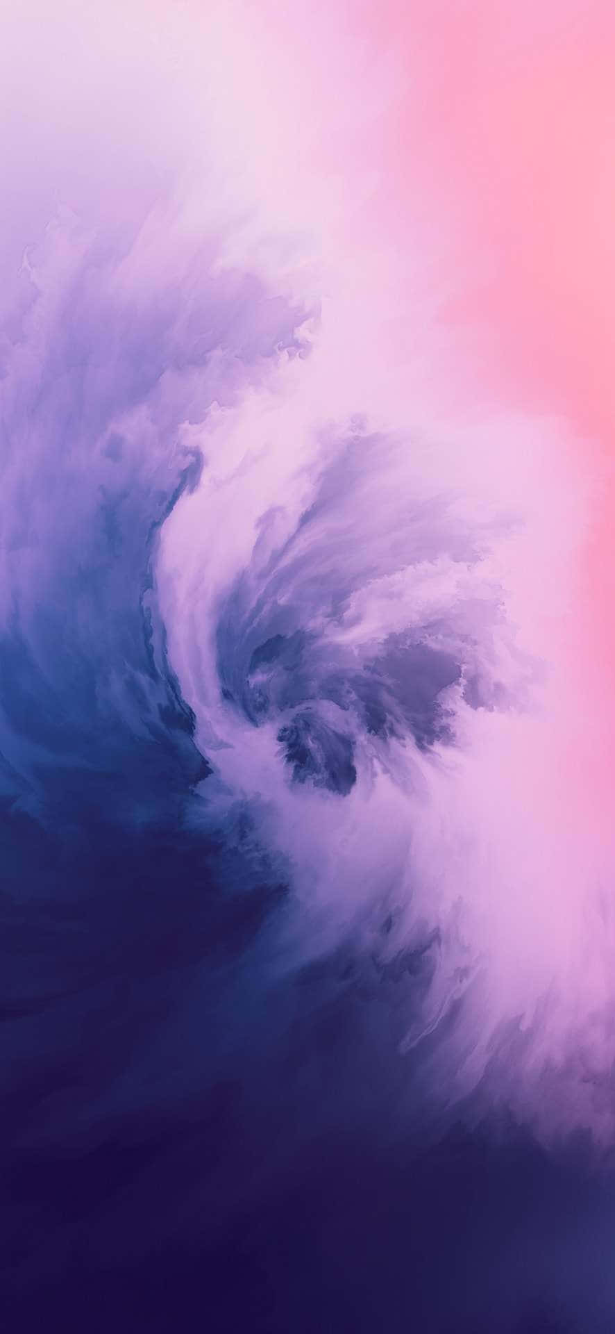 Et lilla og pink abstrakt maleri på en blå baggrund. Wallpaper