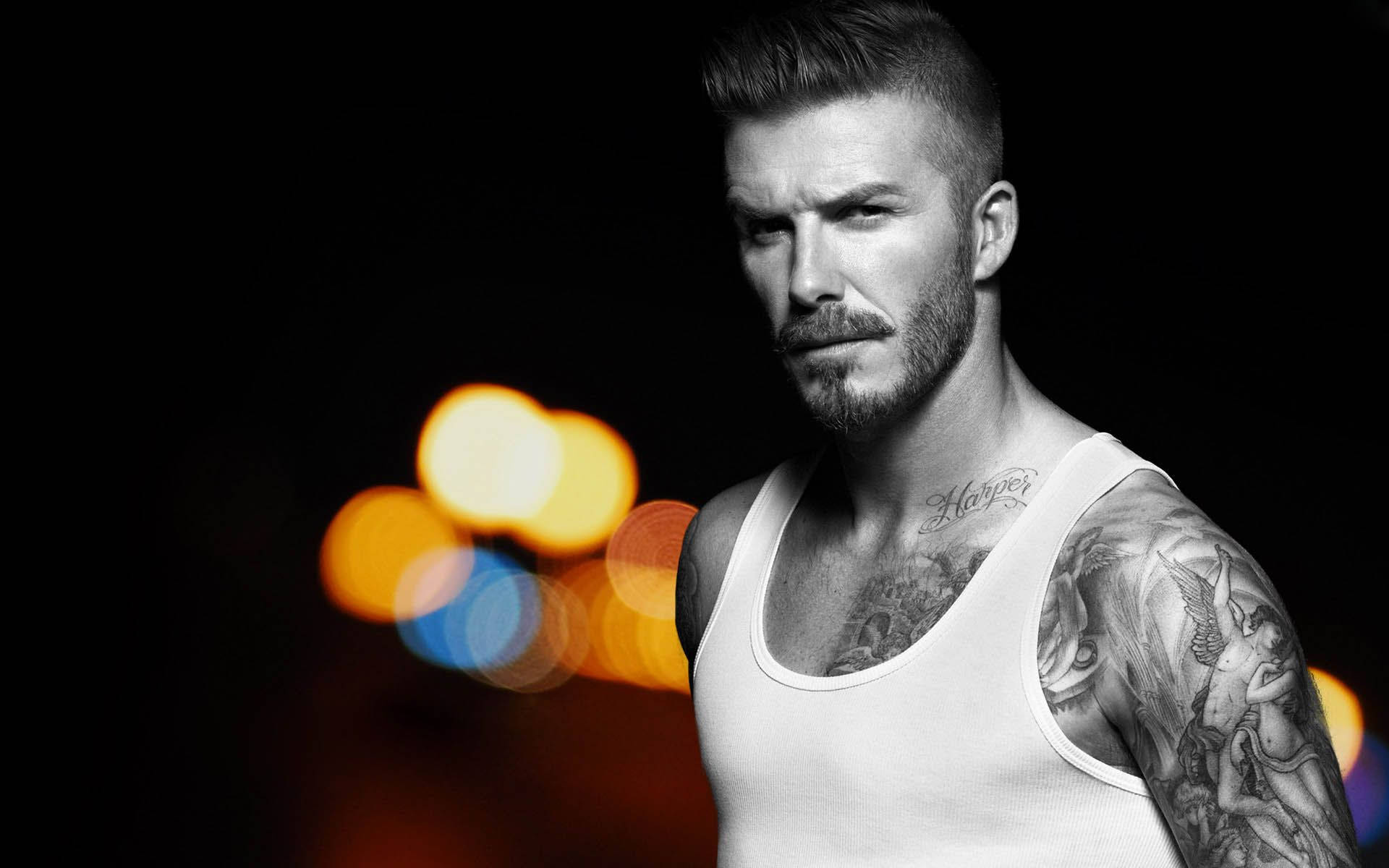 David Beckham portrait in bokeh effect Wallpaper
