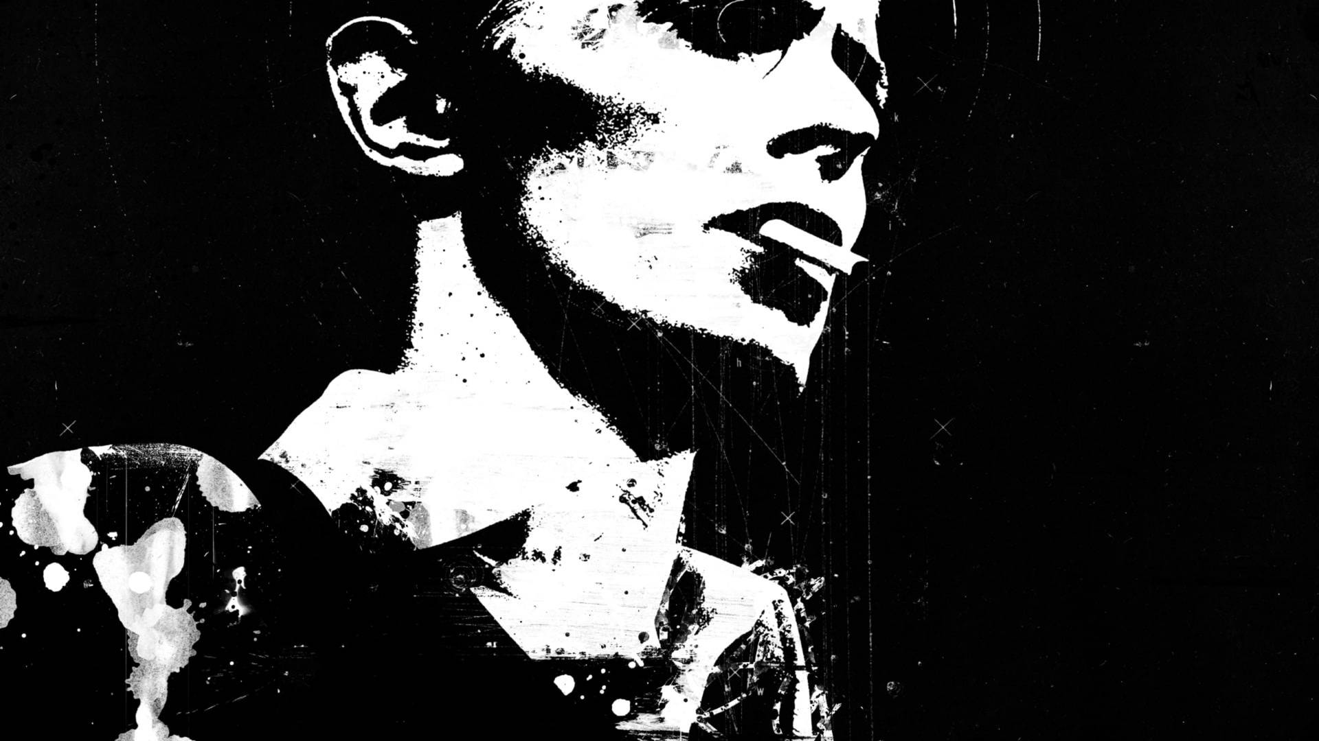 David Bowie Sort Og Hvid Tapet Wallpaper