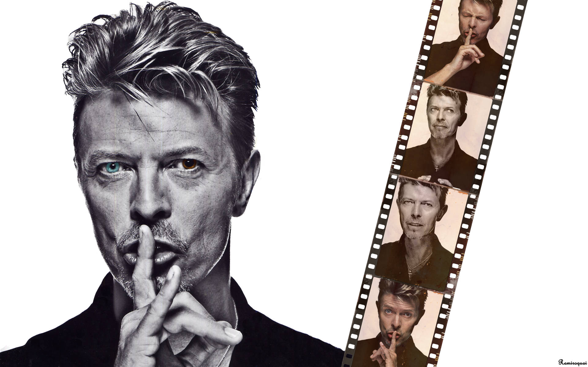 David Bowie Røde Og Blå Øjne Wallpaper
