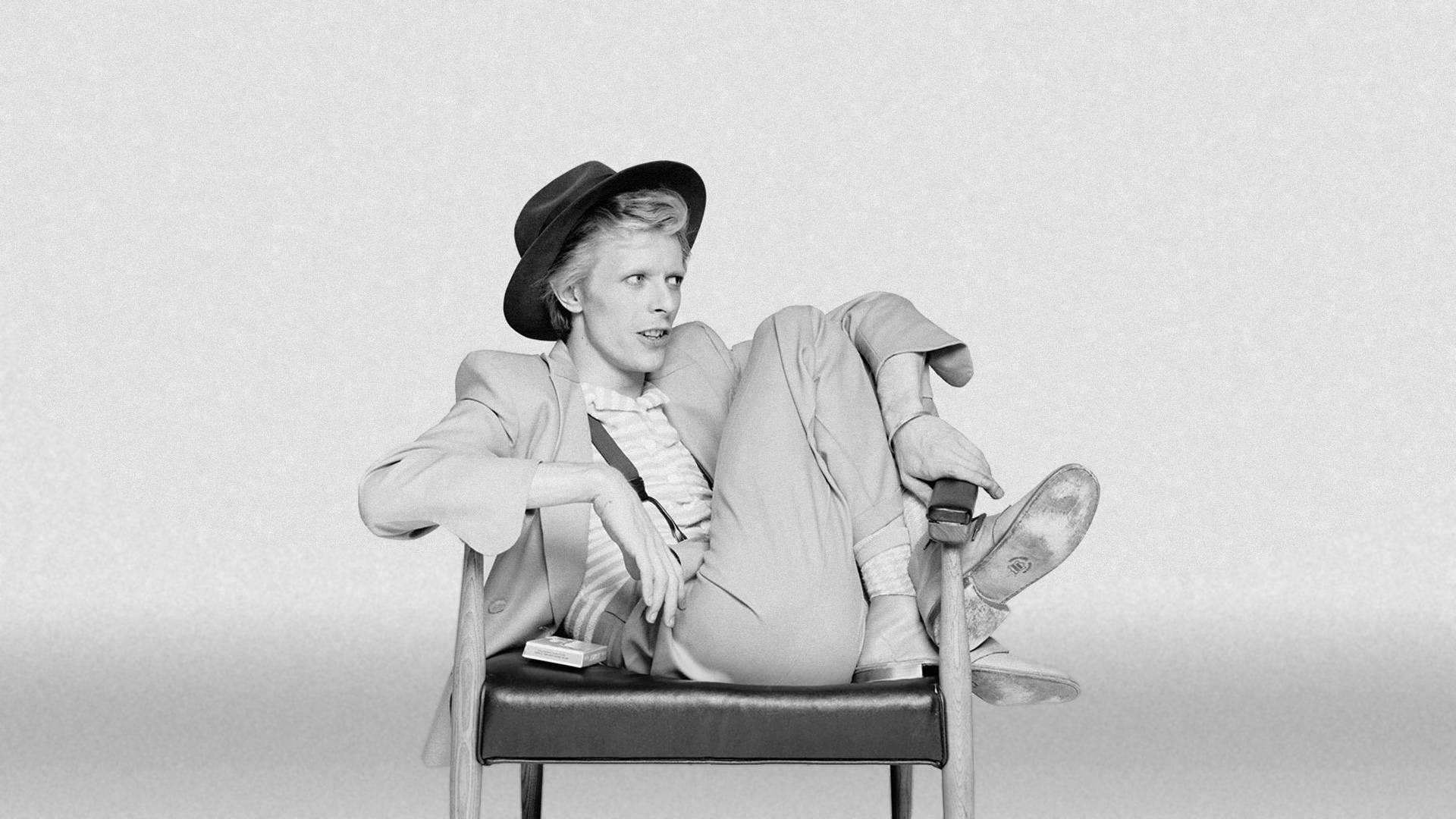 David Bowie Suit Photo Grayscale Background