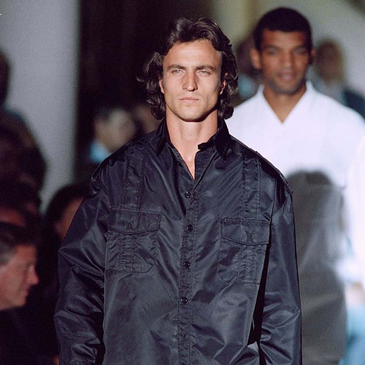 David Ginola modelling at the Nino Cerruti 1996 fashion show Wallpaper
