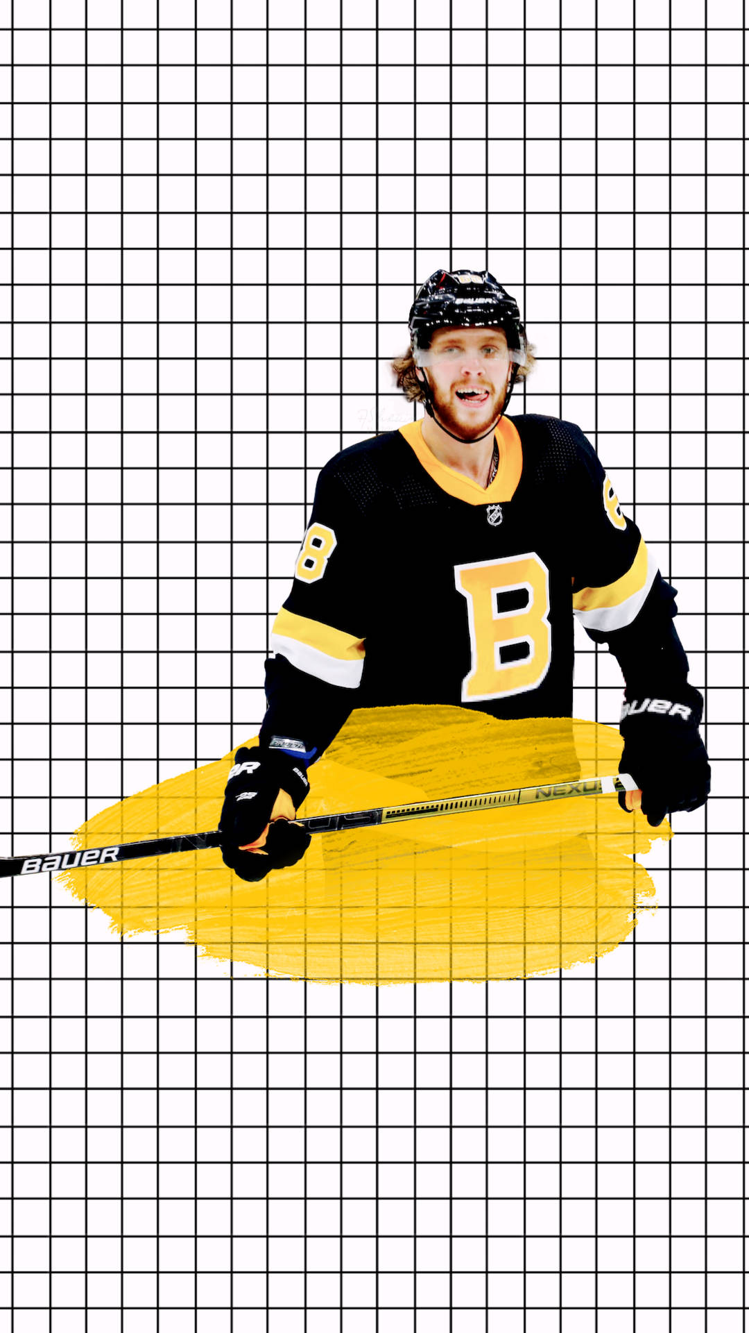 Davidpastrnak, Arte De Un Fan Con Líneas De Rejilla De Los Boston Bruins. Fondo de pantalla