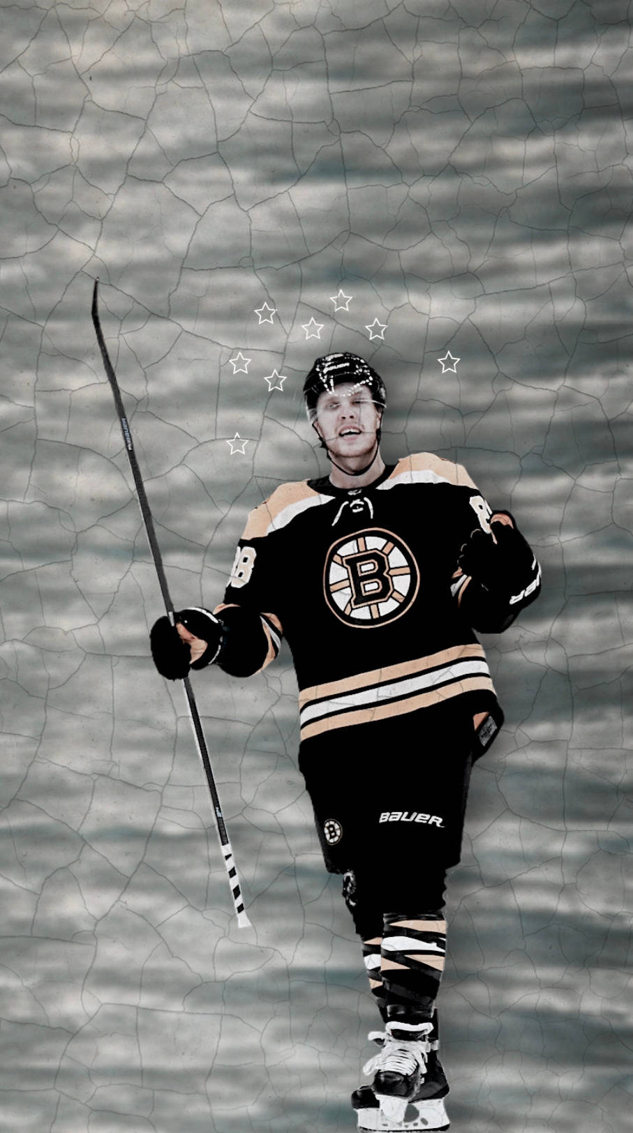Davidpastrnak, Boston Bruins Poserar Som En Stjärna På Bakgrunden. Wallpaper