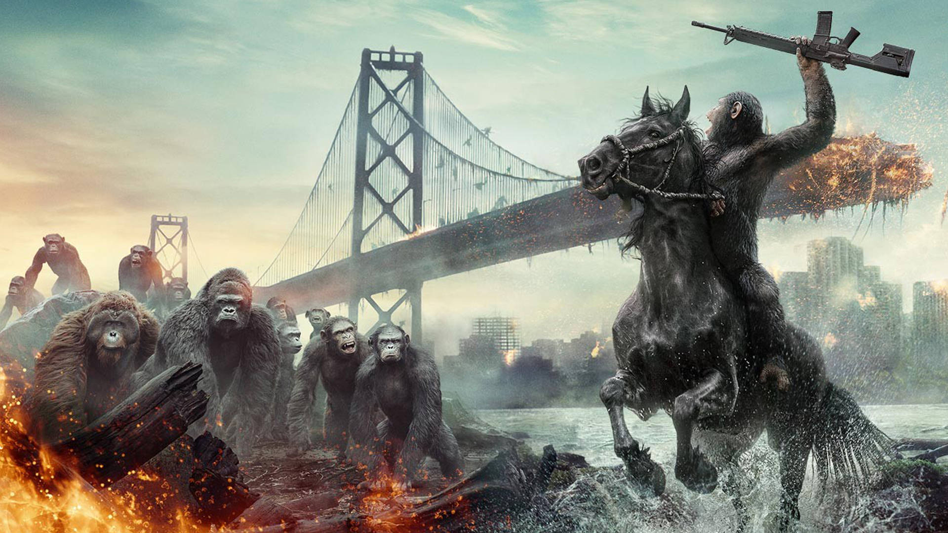 Dawn Of The Planet Of The Apes Movie Poster Wallpaper