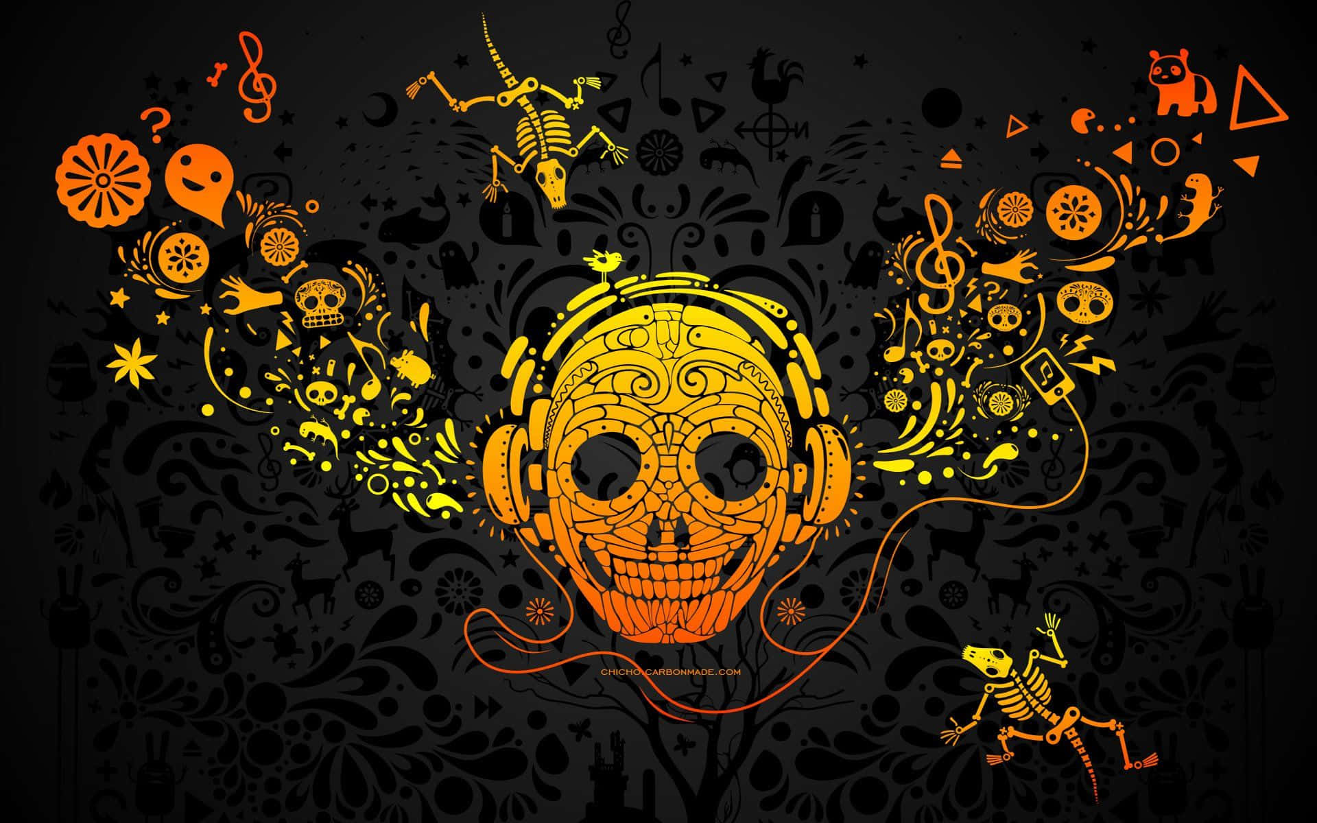 Conmemorandoel Día De Los Muertos Con Coloridos Cráneos De Catrina.