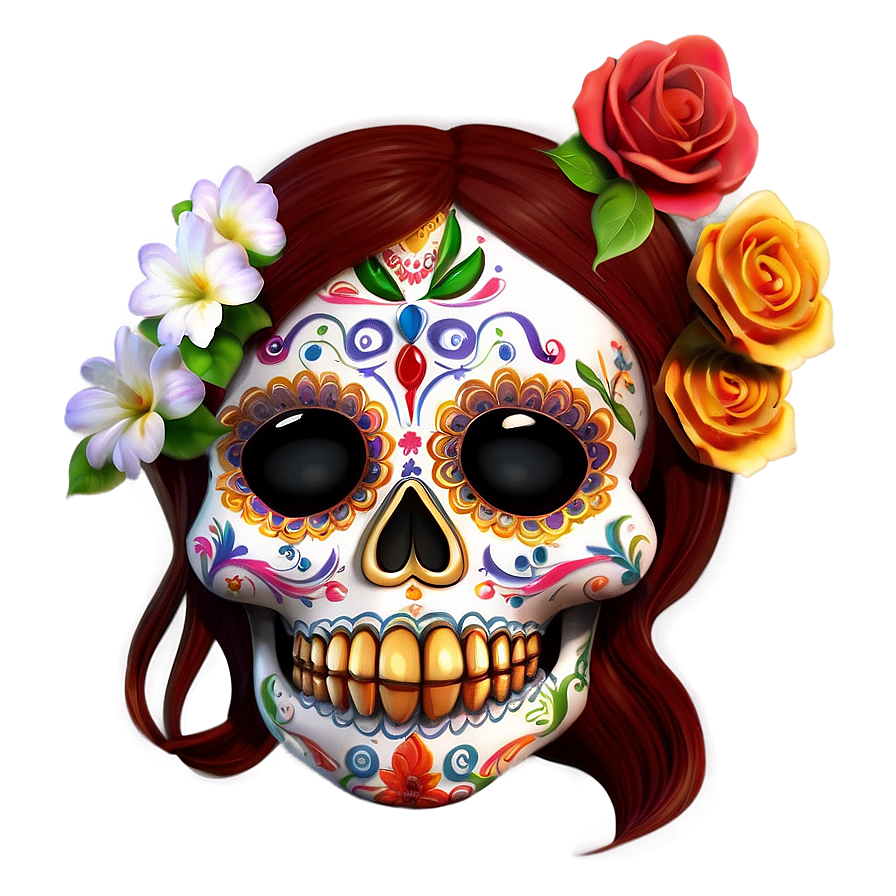 Day Of The Dead Skull Art Png 06112024 PNG