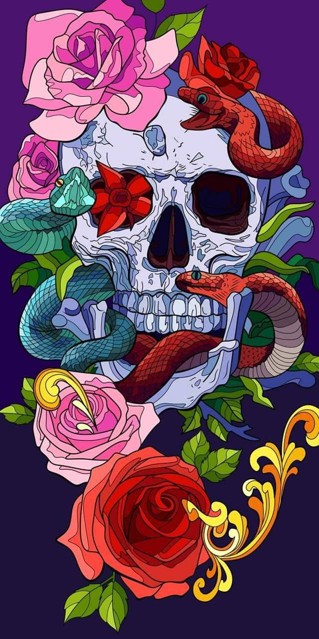 Day Of The Dead Skull With Snakes