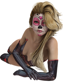 Dayofthe Dead Inspired Makeup Woman PNG
