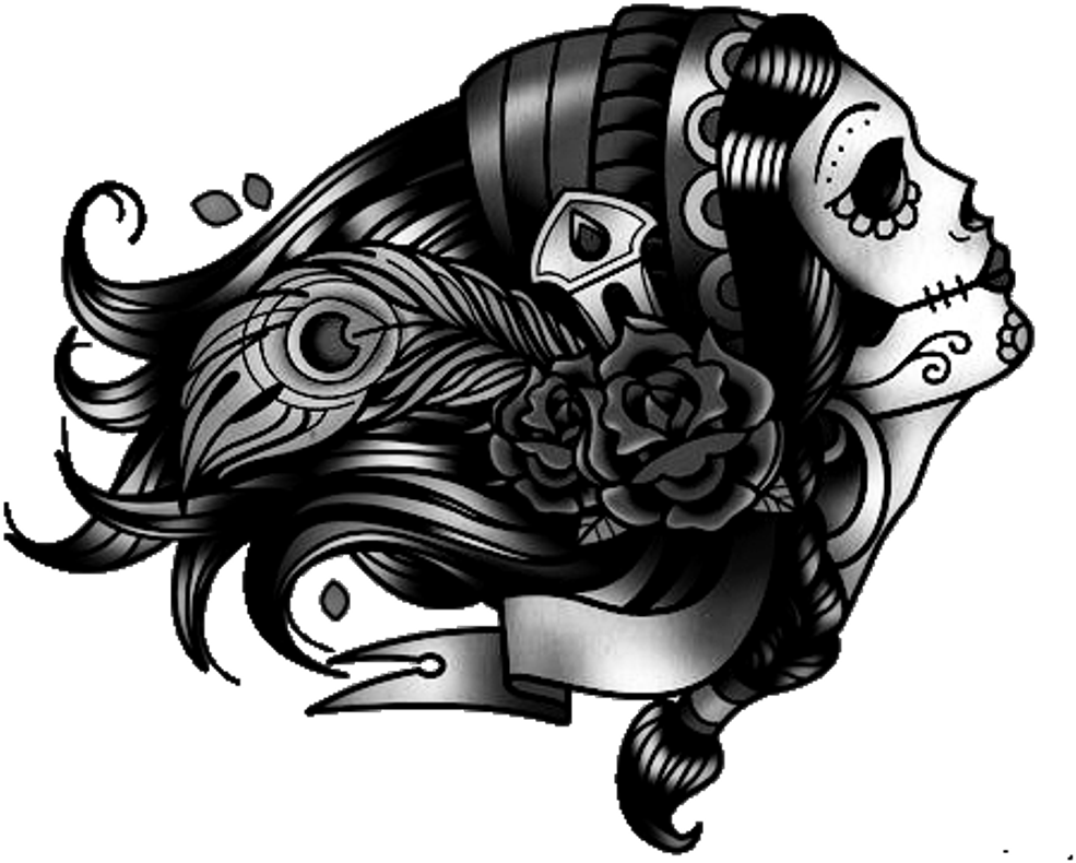 Dayofthe Dead Skull Tattoo Design PNG