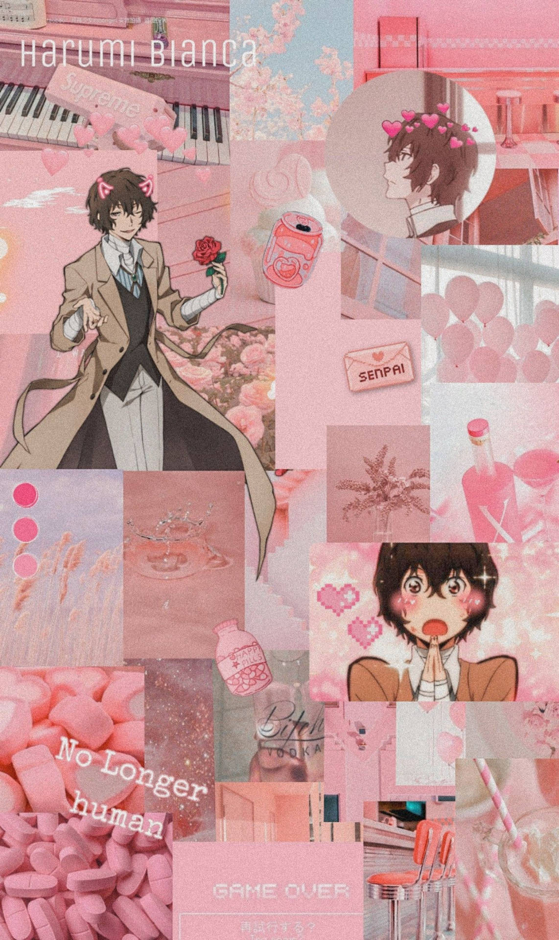 Dazai Pink Collage Wallpaper