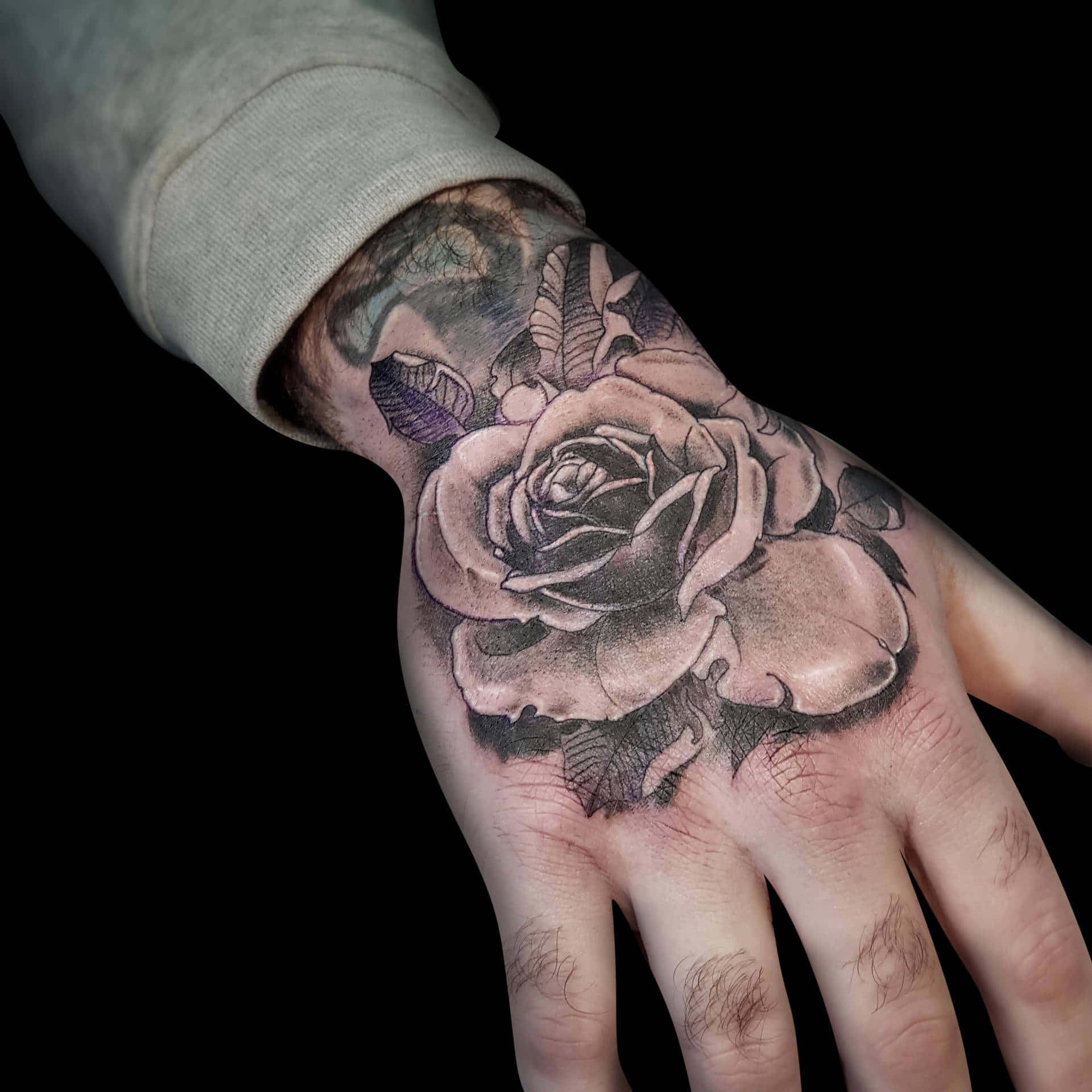 Dazzling Black Rose Hand Tattoo Wallpaper