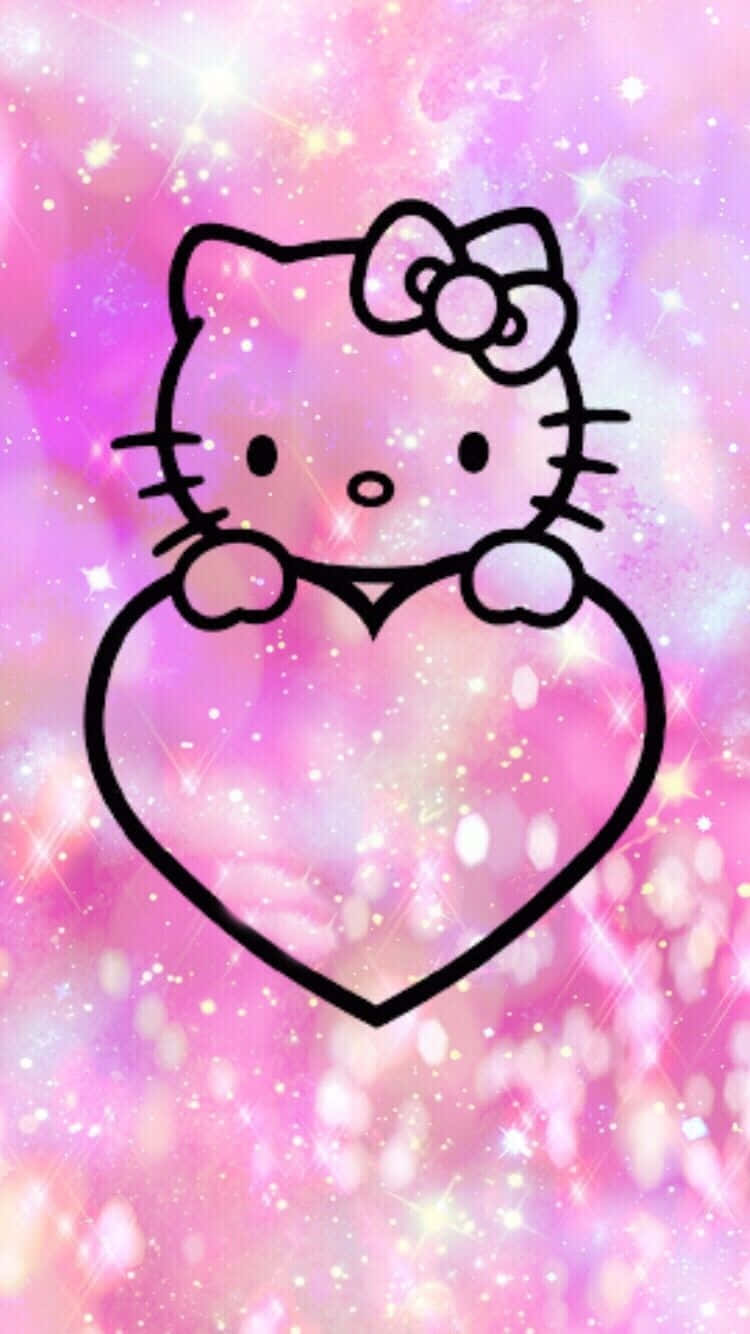 Dazzling Cute Pink Hello Kitty Heart Wallpaper