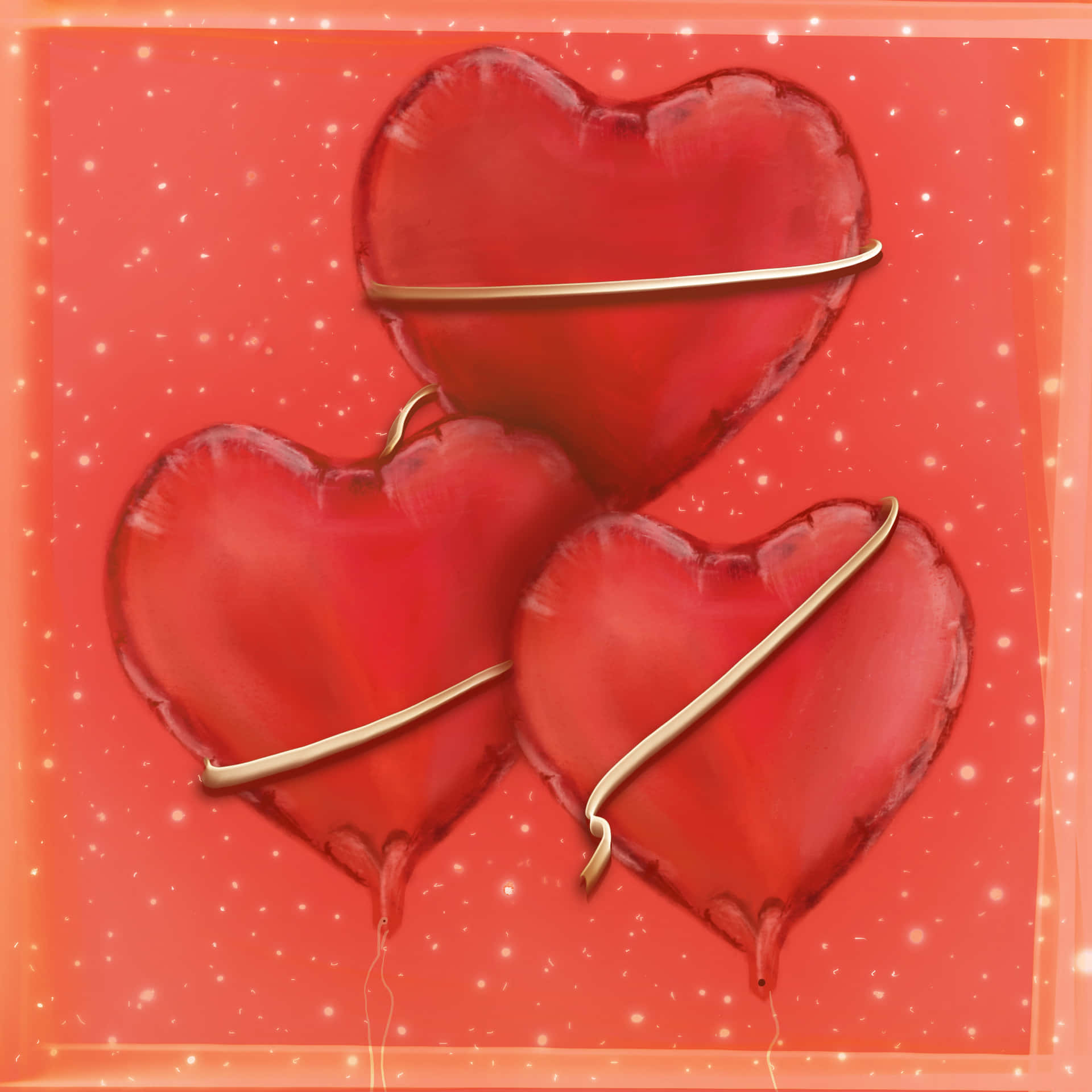Dazzling Digital Artwork Of Heart Aesthetic Valentine's Day Wallpaper