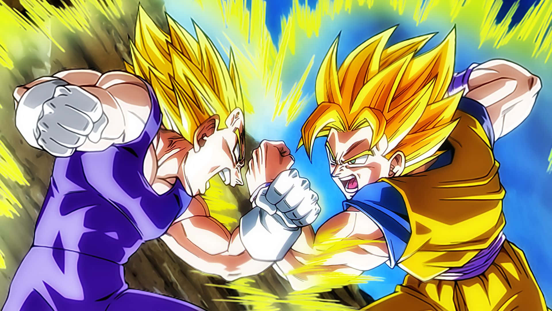 An epic battle from the Dragon Ball Z series