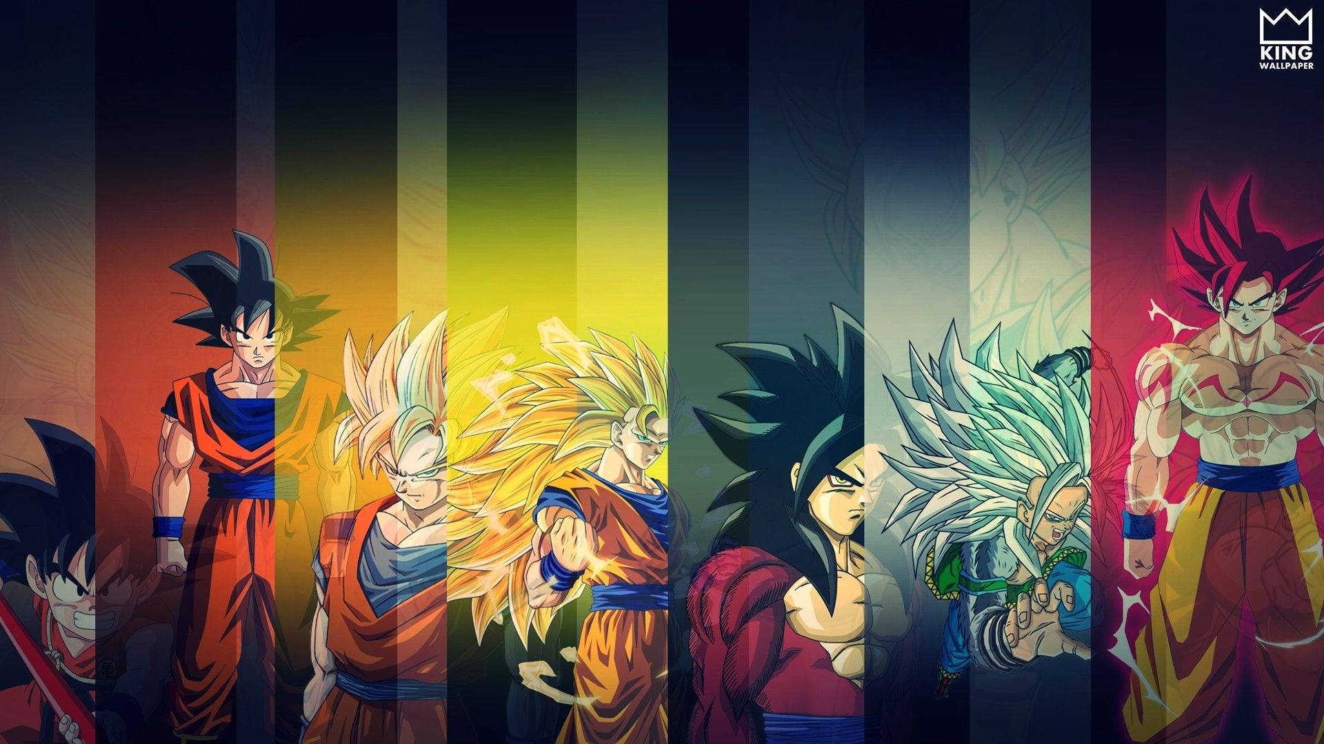 Son Goku unleashing incredible power through his legendary transformations! Wallpaper