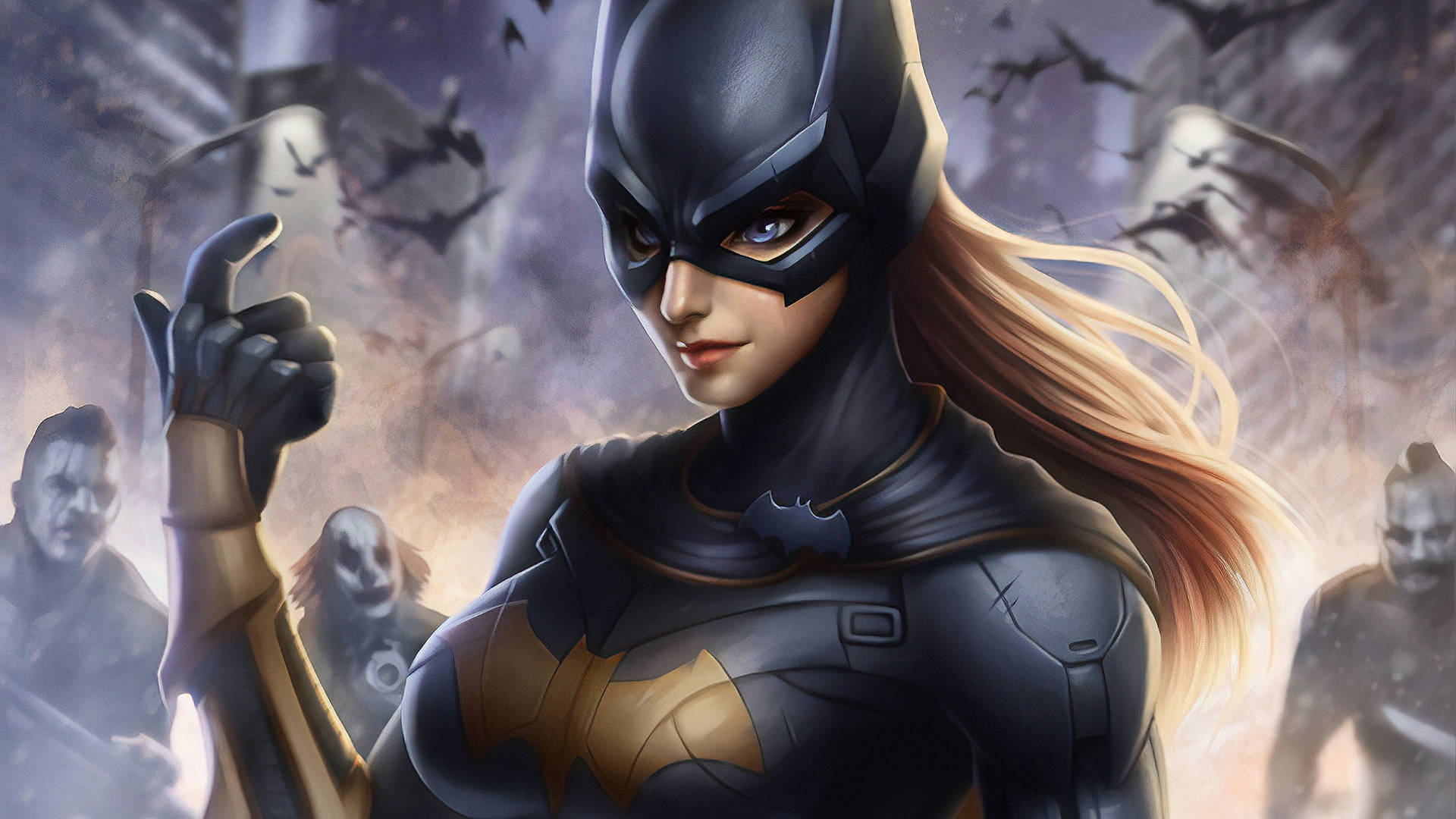 DC Batgirl i sort superheltdragt Tapet Wallpaper