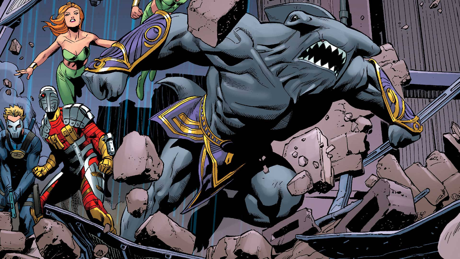DC Comics King Shark fungerer som baggrund. Wallpaper