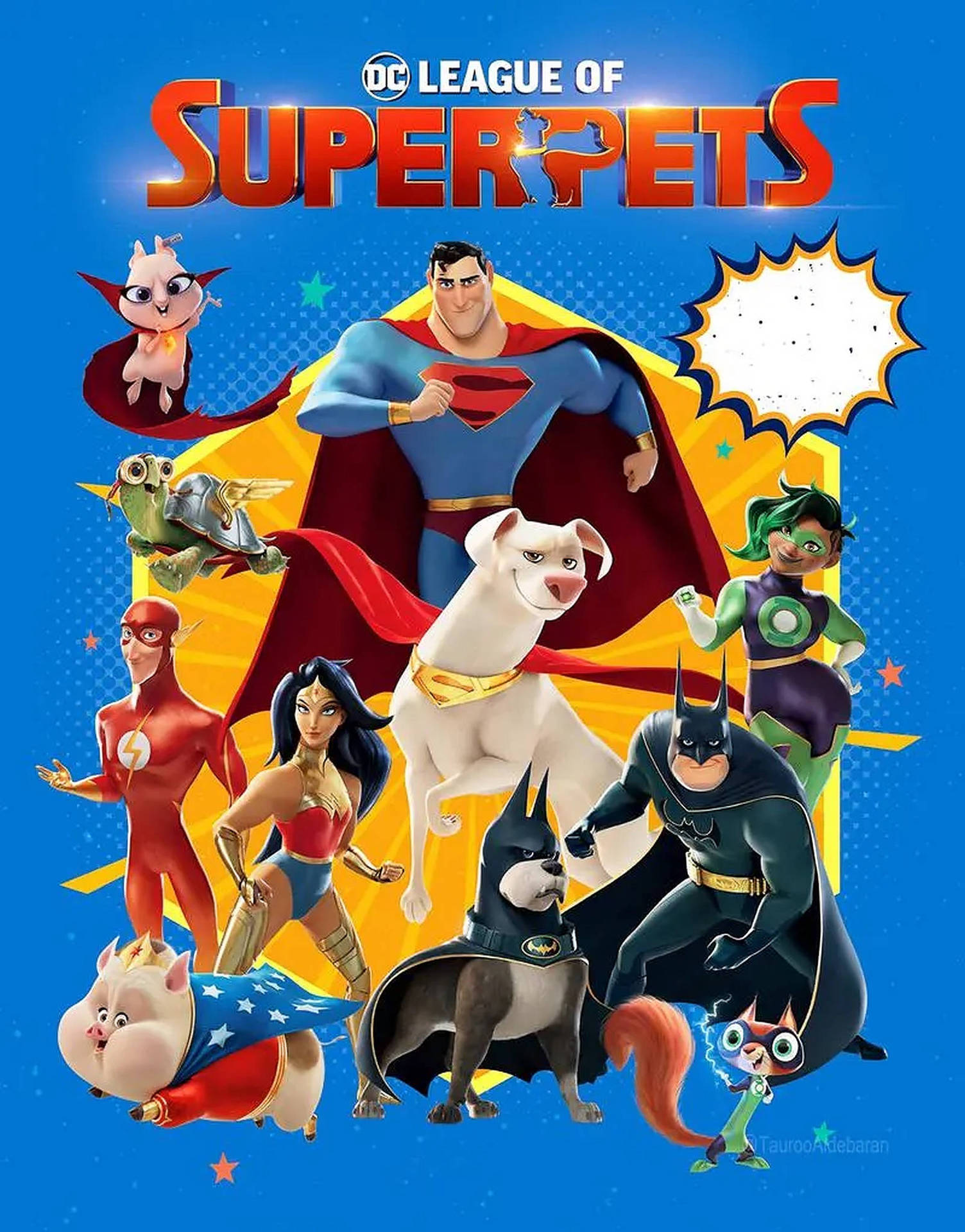 DC League Of Super Pets Cartoon Style Bakgrundsbillede Wallpaper