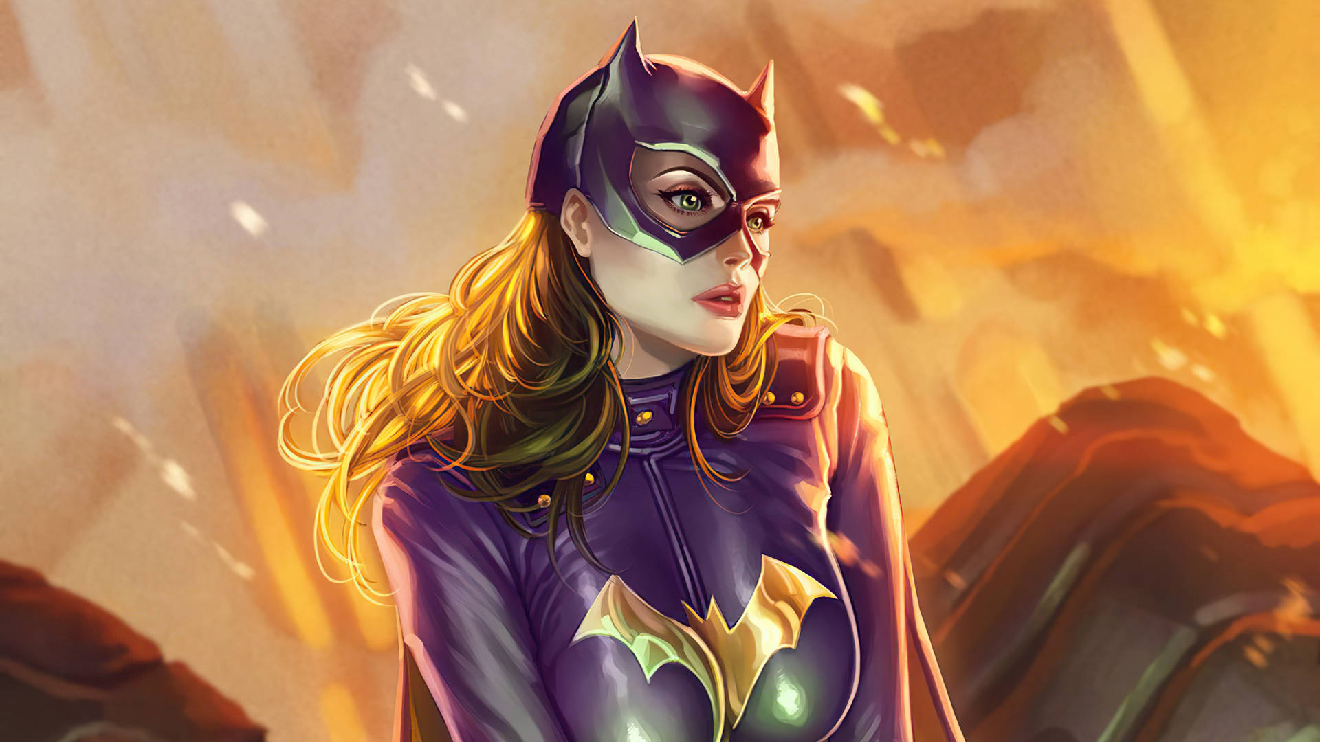 Pitturatridimensionale Di Batgirl, Supereroe Dc. Sfondo