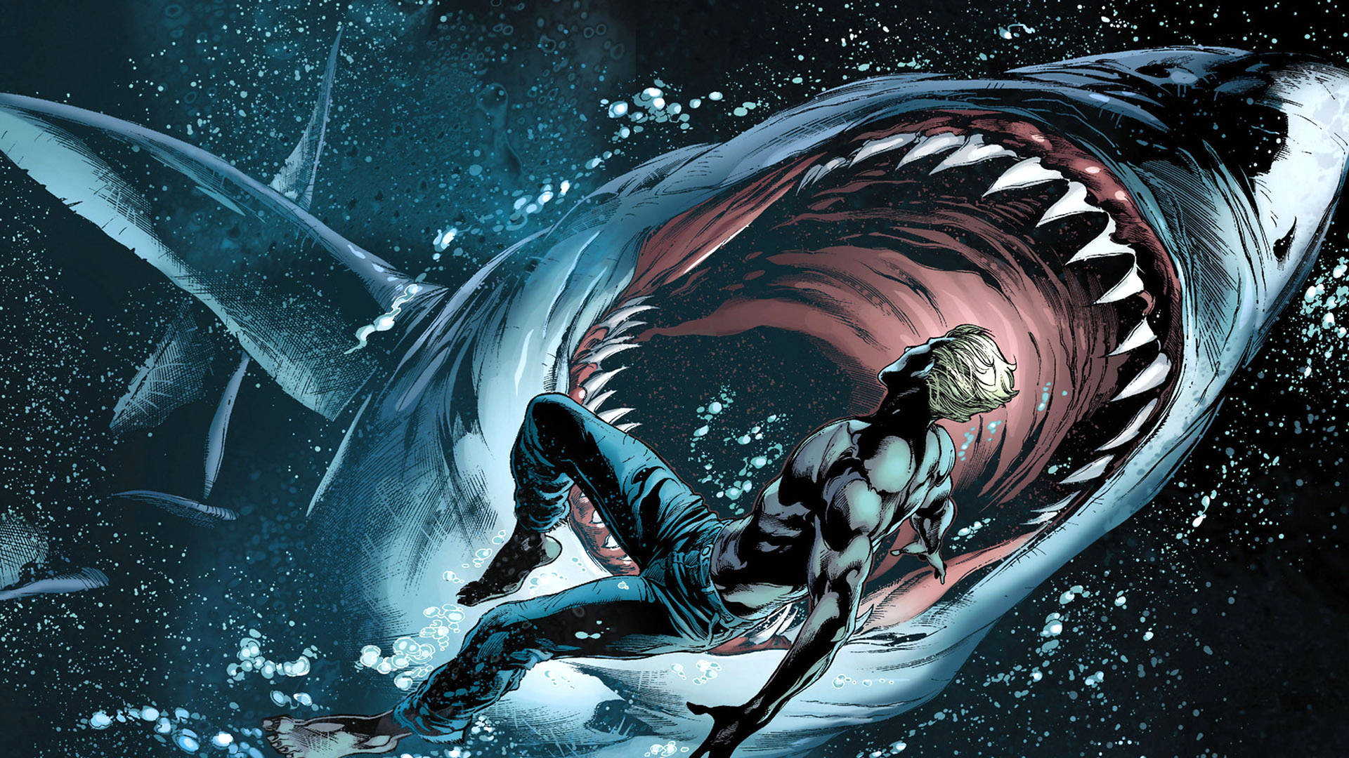Dc Superhero Comics Aquaman Epic Fight Background