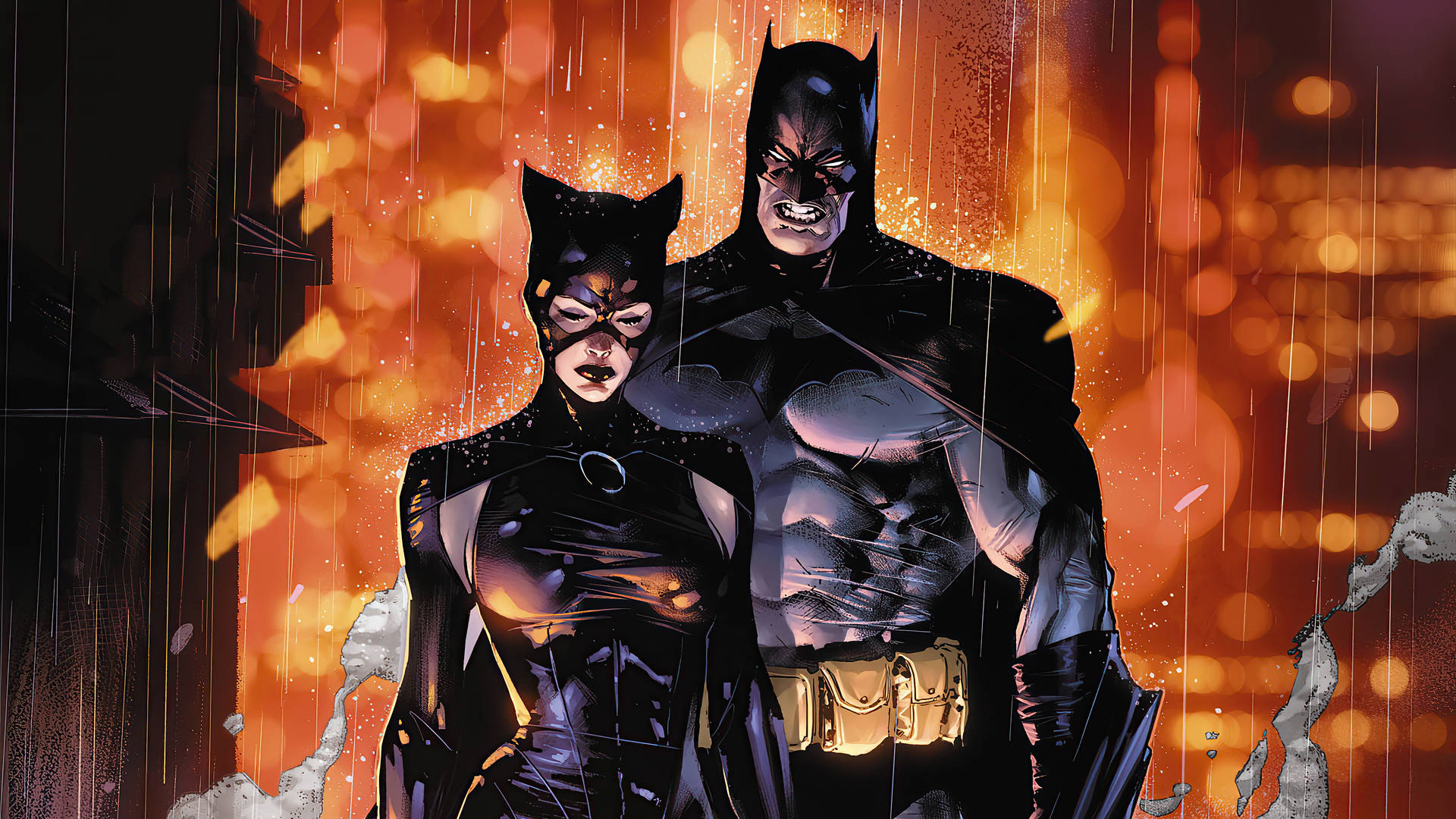 Dc Superhero Couple Batman And Catwoman Background
