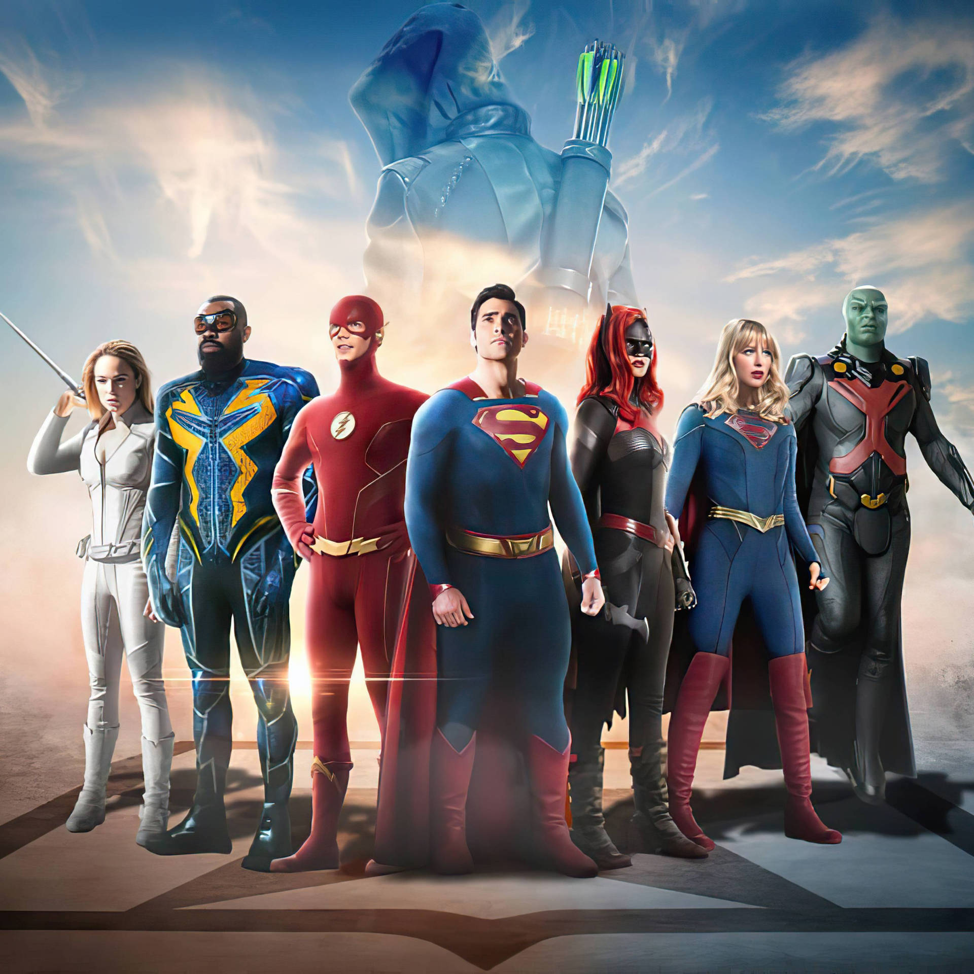 DC Superheroes In Blue Sky Wallpaper