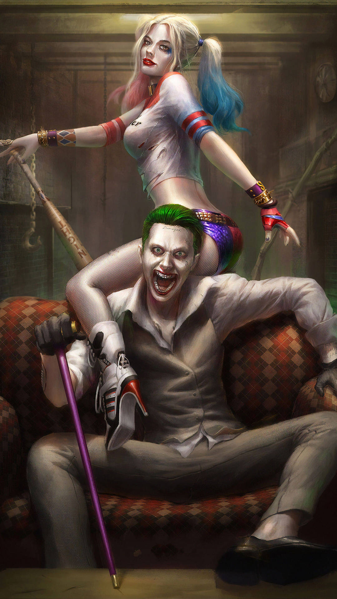 Dceu Joker Harley Quinn Phone Artwork Wallpaper