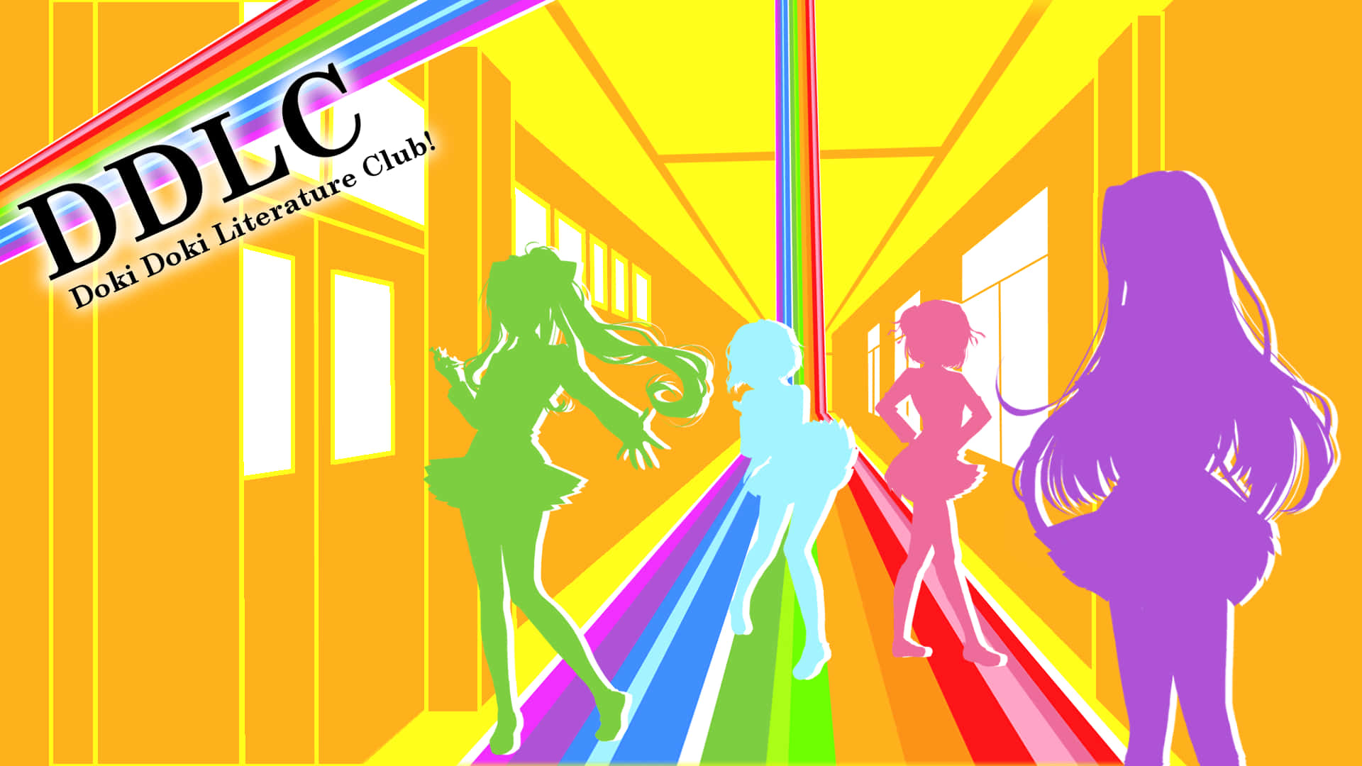Ddlc Colored Hallway Cartoon HD Wallpaper
