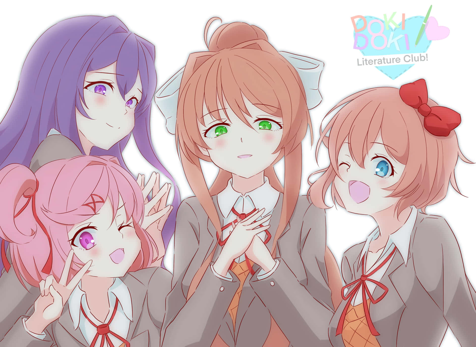 Umgrupo De Garotas De Anime Em Uniformes Escolares