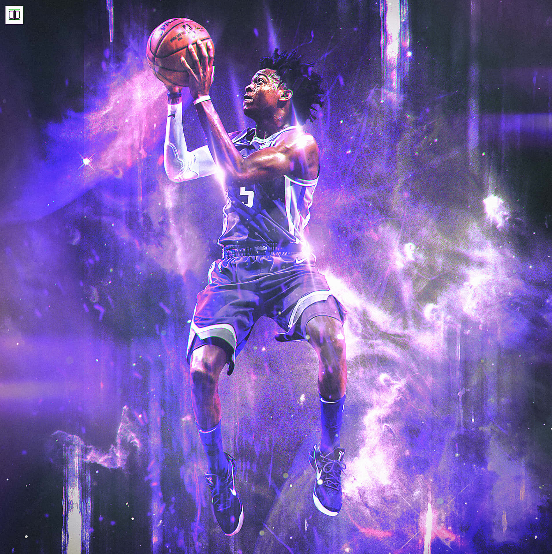 De'Aaron Fox Fanart Purple Effect NBA Wallpaper