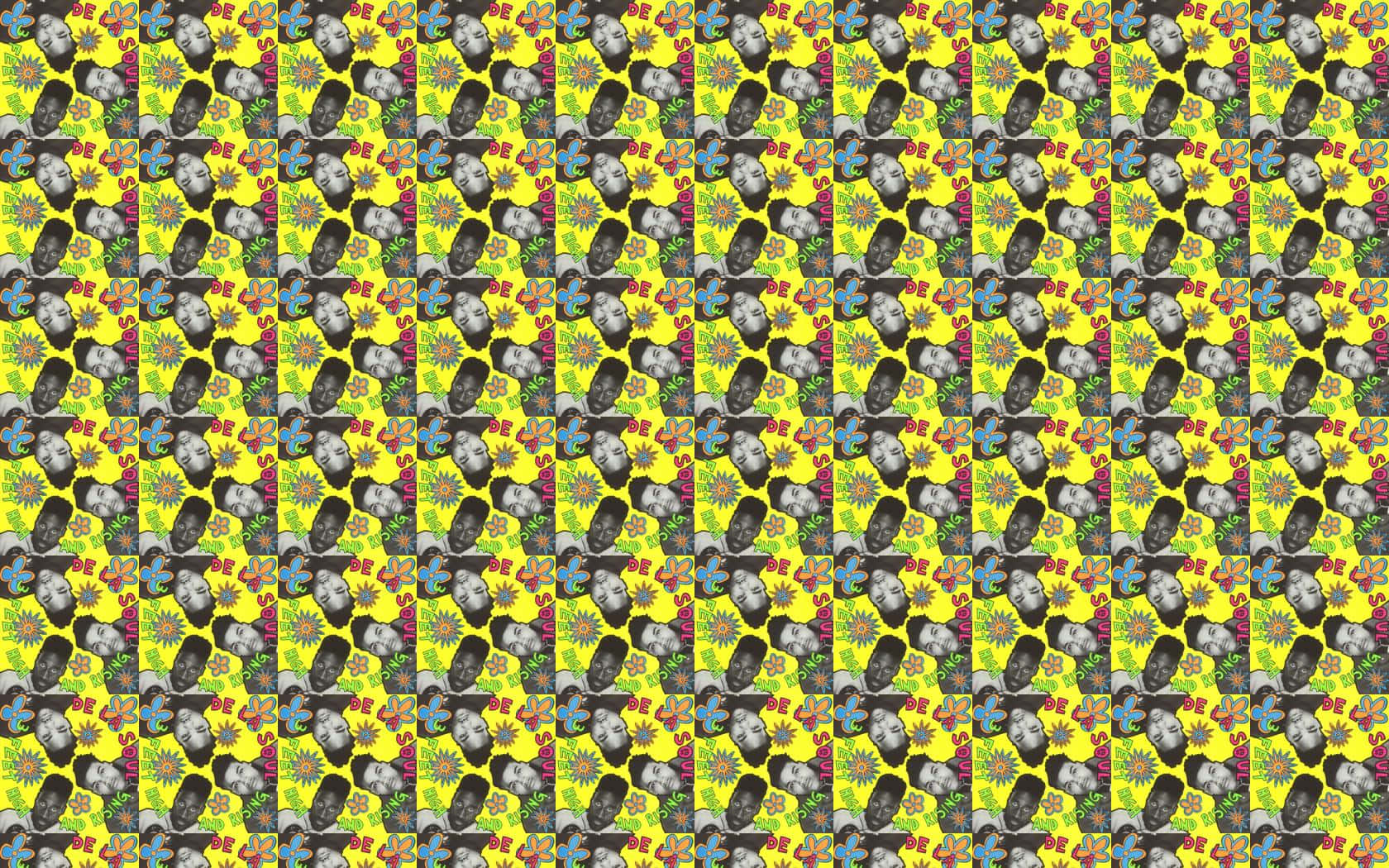 A Yellow And Black Pattern With A Yellow And Black Background Wallpaper