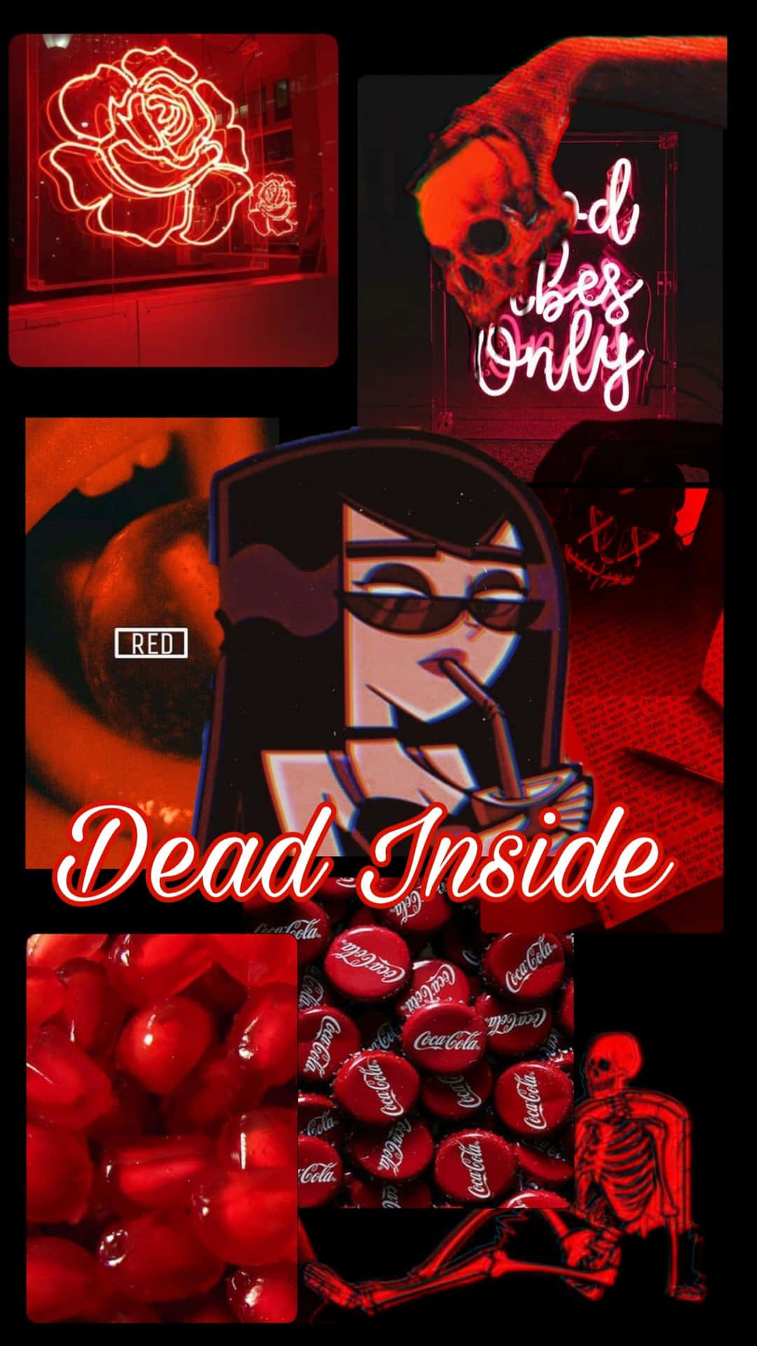 Dead Inside - A Collage Of Images With The Words Dead Inside Wallpaper