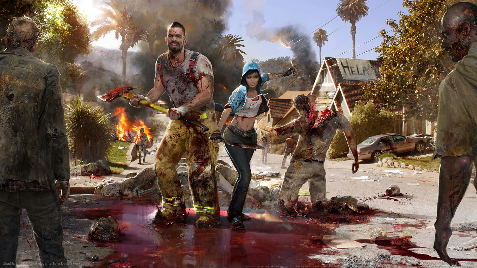 Dead Island2 Zombie Apocalypse Scene Wallpaper