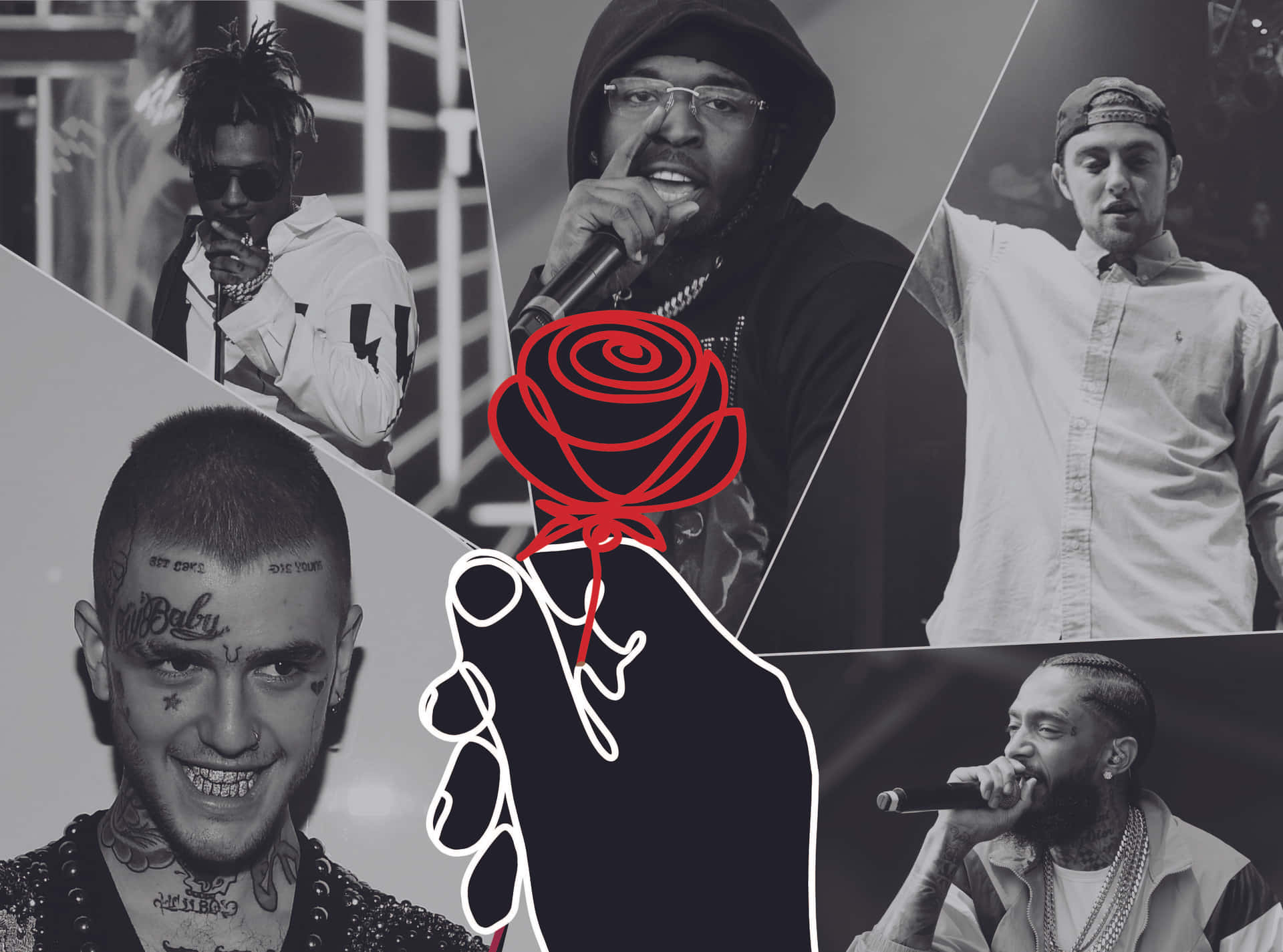 A Collage Of Pictures Of People With A Rose Wallpaper