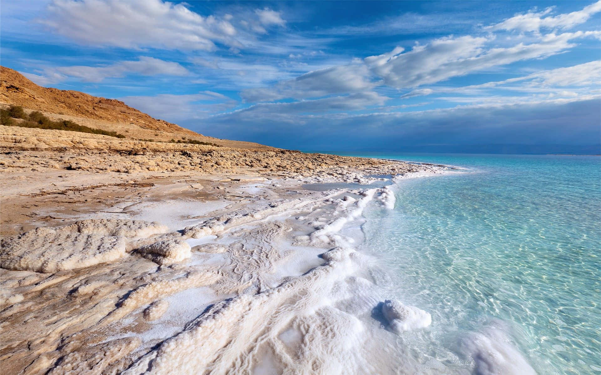 Dead Sea Salt Deposits On Shore Wallpaper