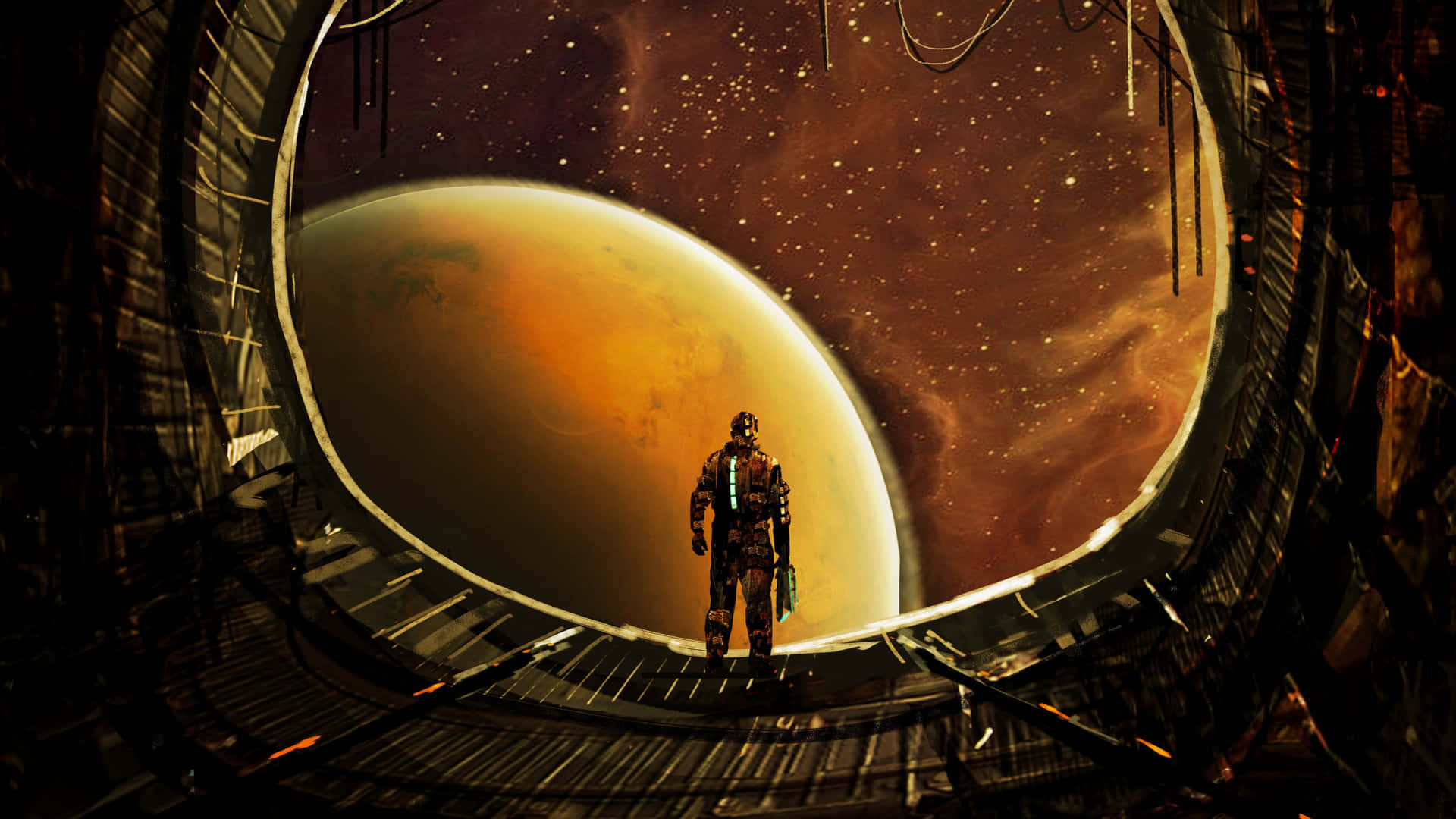 Jorden i krydsild i spændende sci-fi shooter spil 'Dead Space' Wallpaper