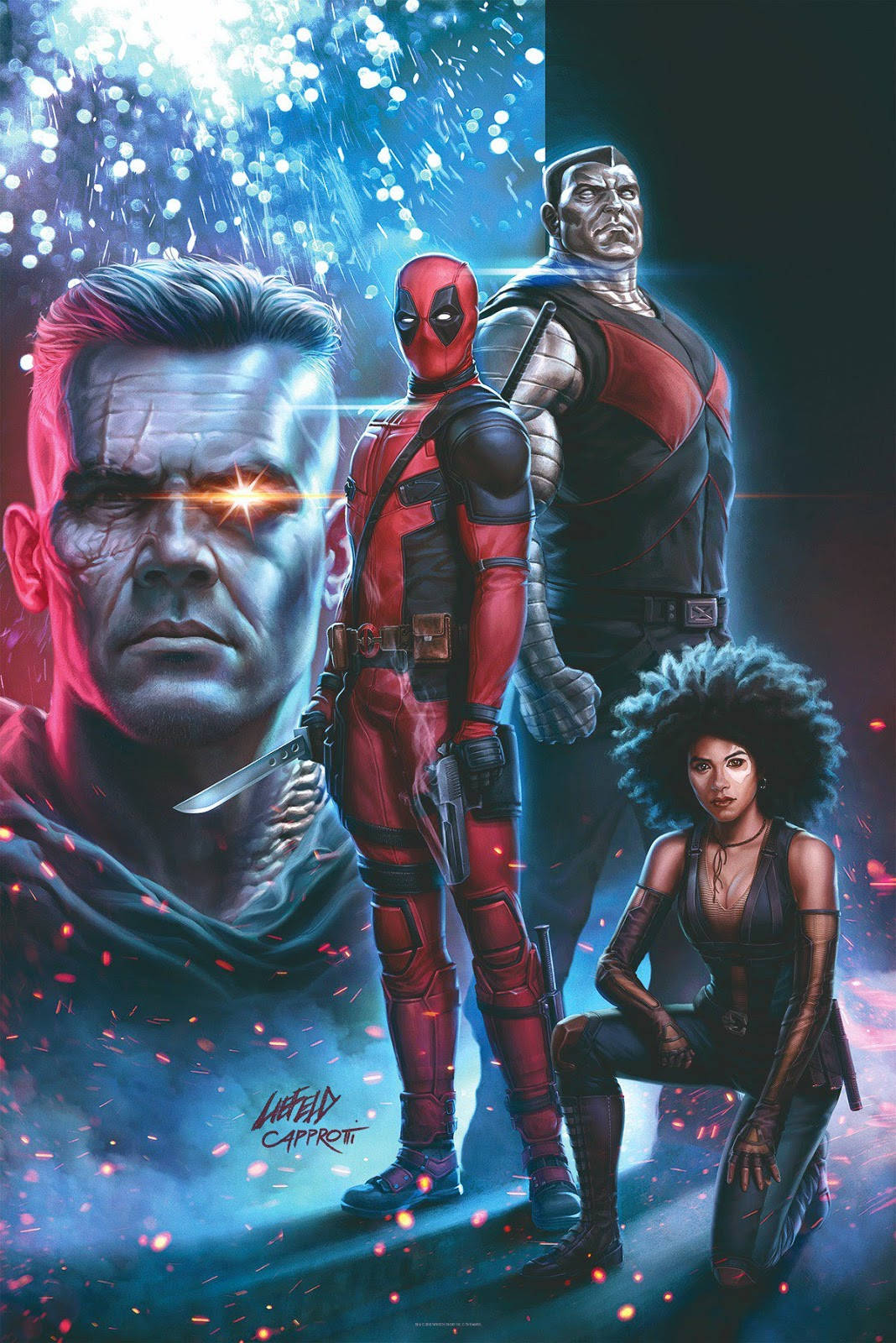 Deadpool 2 filmfanart poster tapet: Dette farverige og unikke Deadpool 2 tapet er perfekt til fans af filmen. Wallpaper