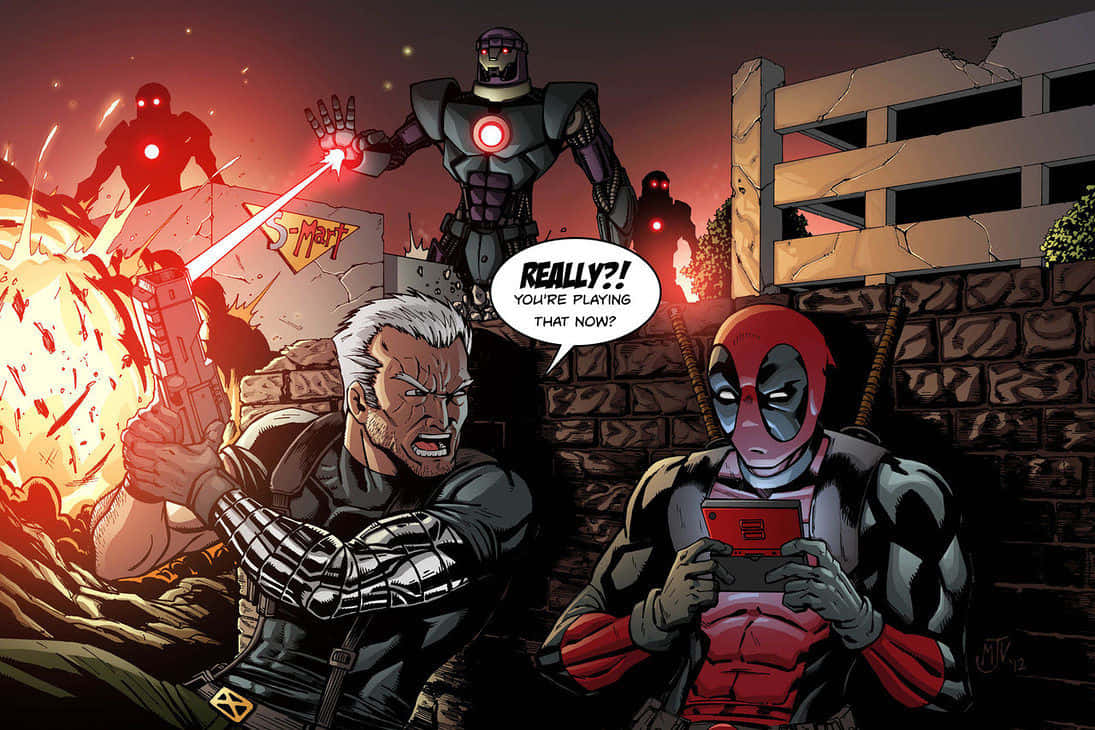 Deadpool and Cable ready for battle Wallpaper