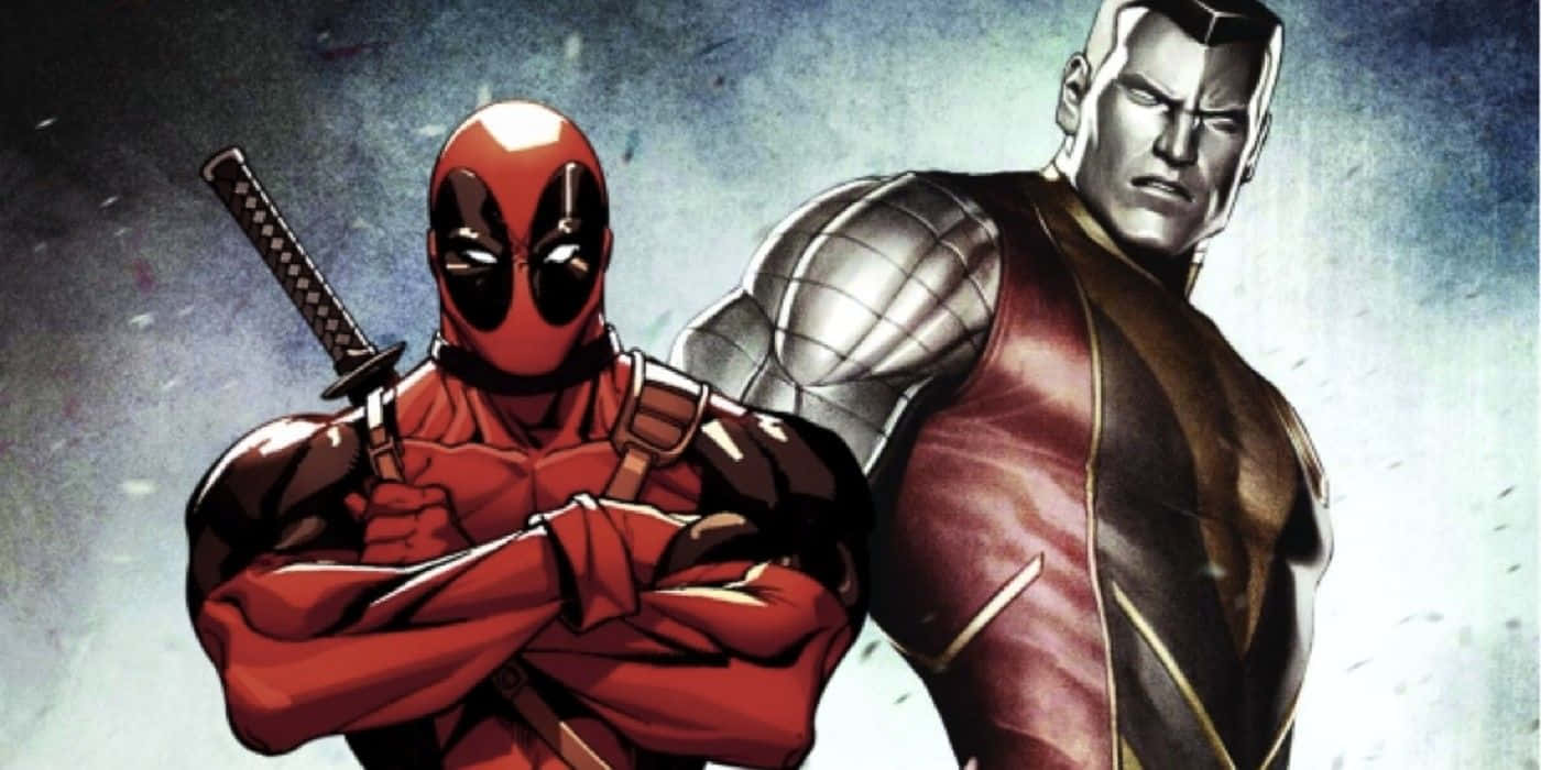 Deadpool and Colossus in a high-octane action scene Wallpaper