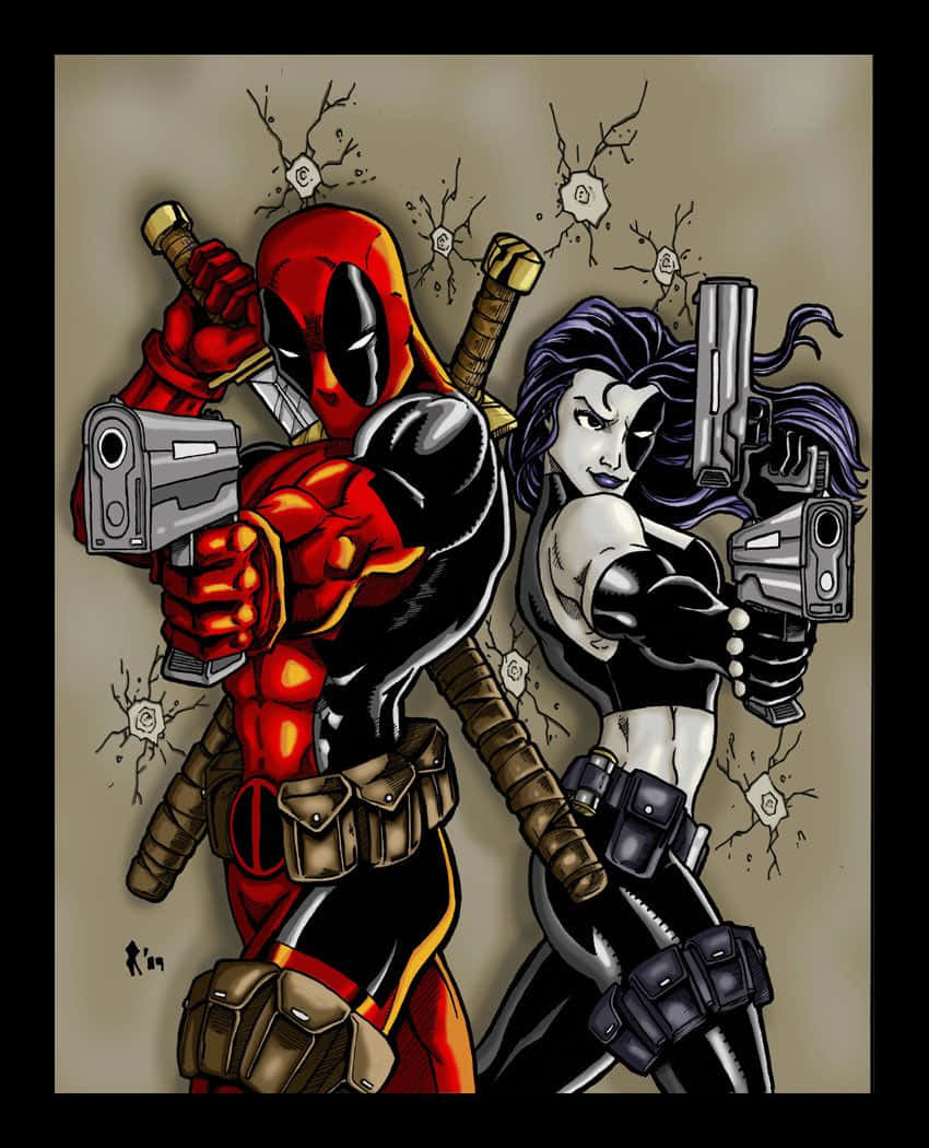 Dynamic Duo: Deadpool and Domino Wallpaper