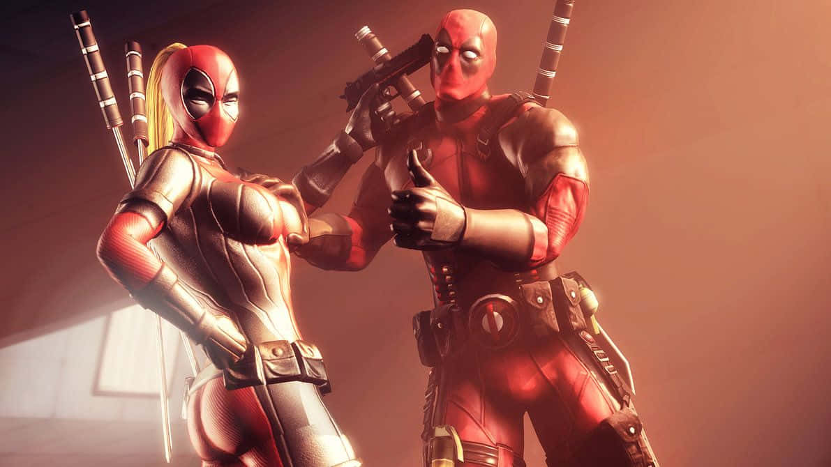 Deadpool and Lady Deadpool - A Dynamic Duo Wallpaper