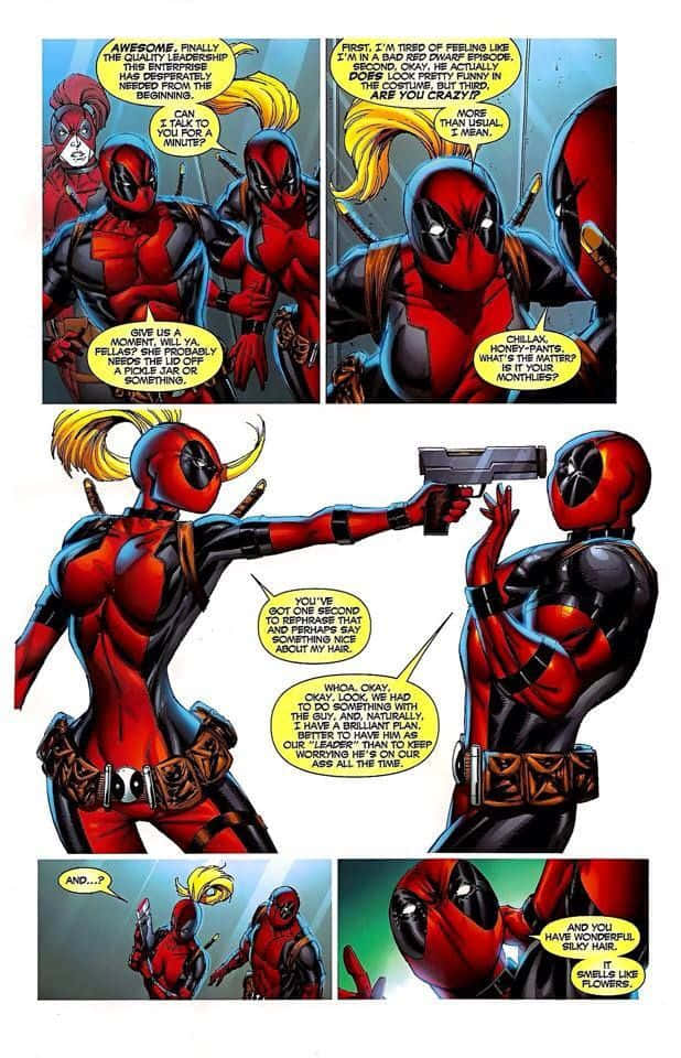 Deadpool and Lady Deadpool Team up in Action! Wallpaper