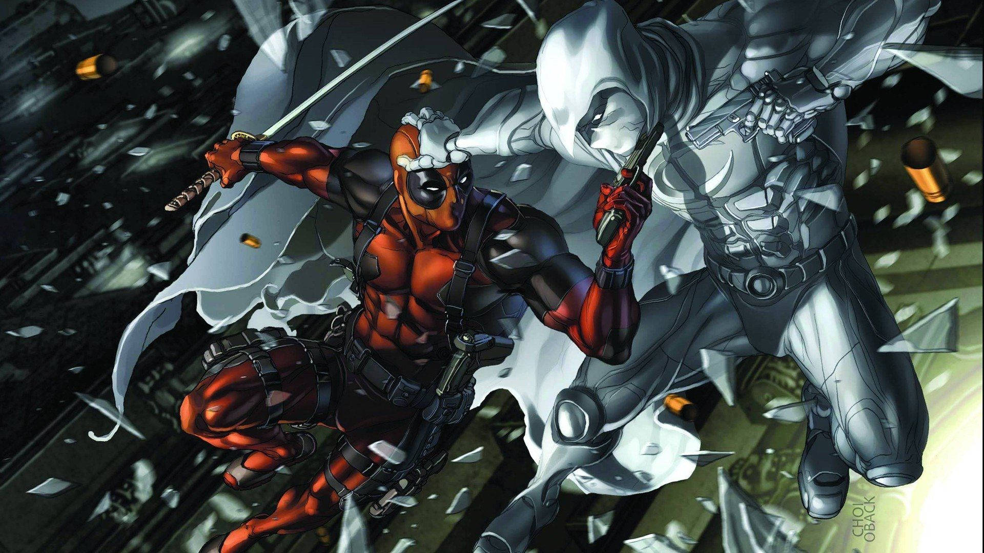 Deadpool And Moon Knight Fight Wallpaper