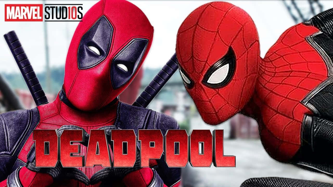 Caption: Deadpool and Spiderman's Epic Team-Up! Wallpaper