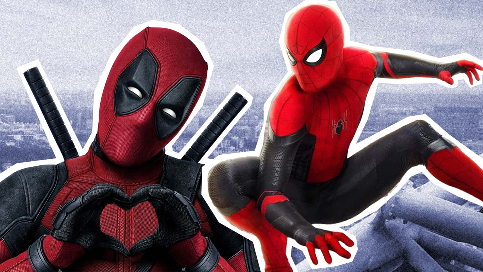 Deadpool and Spiderman: Unlikely Duo in Action Wallpaper